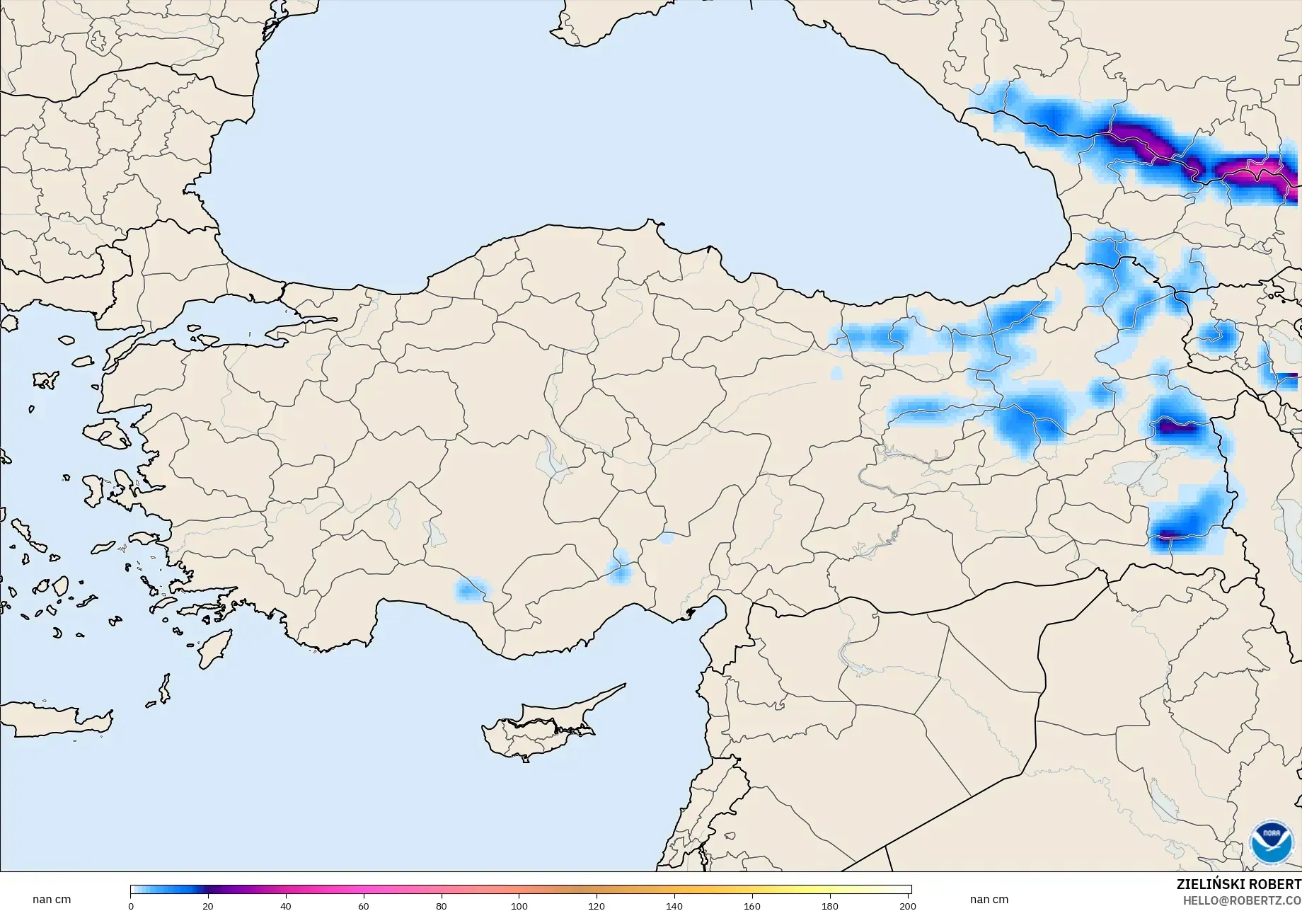 GFS modelo - Turquía, Profundidad de nieve