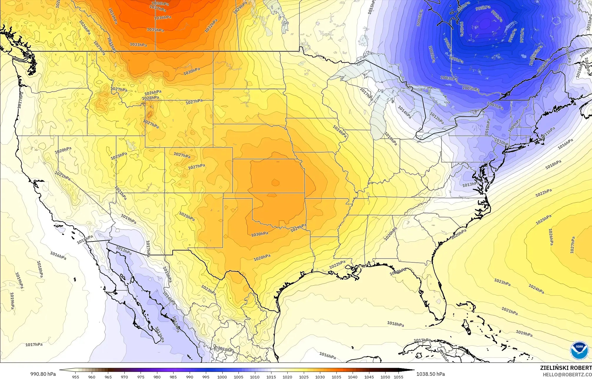 GFS modelo - Estados Unidos, Presión
