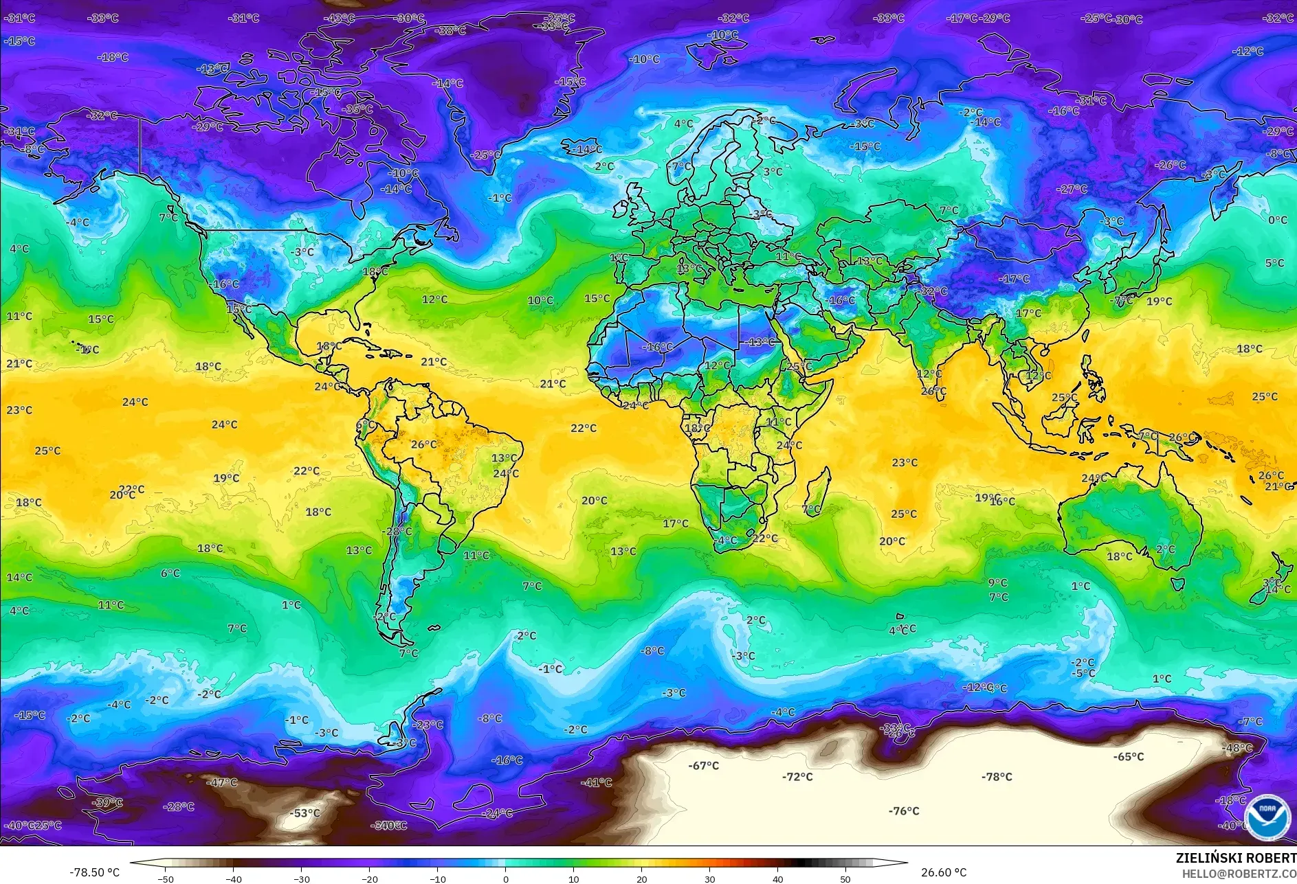 GFS modelo - Mundo, Punto de rocío a 2 m