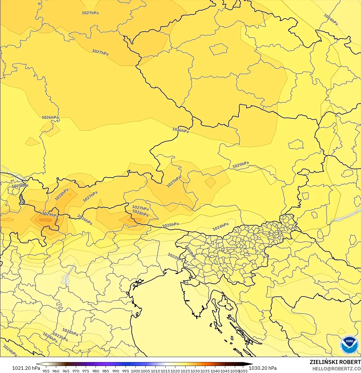 GFS modelo - Austria, Presión