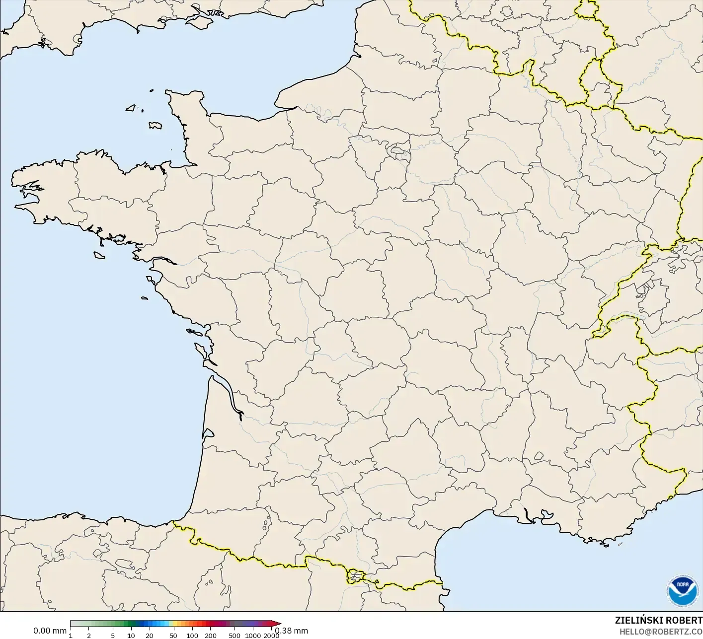 GFS modelo - Francia, Acumulación de precipitación