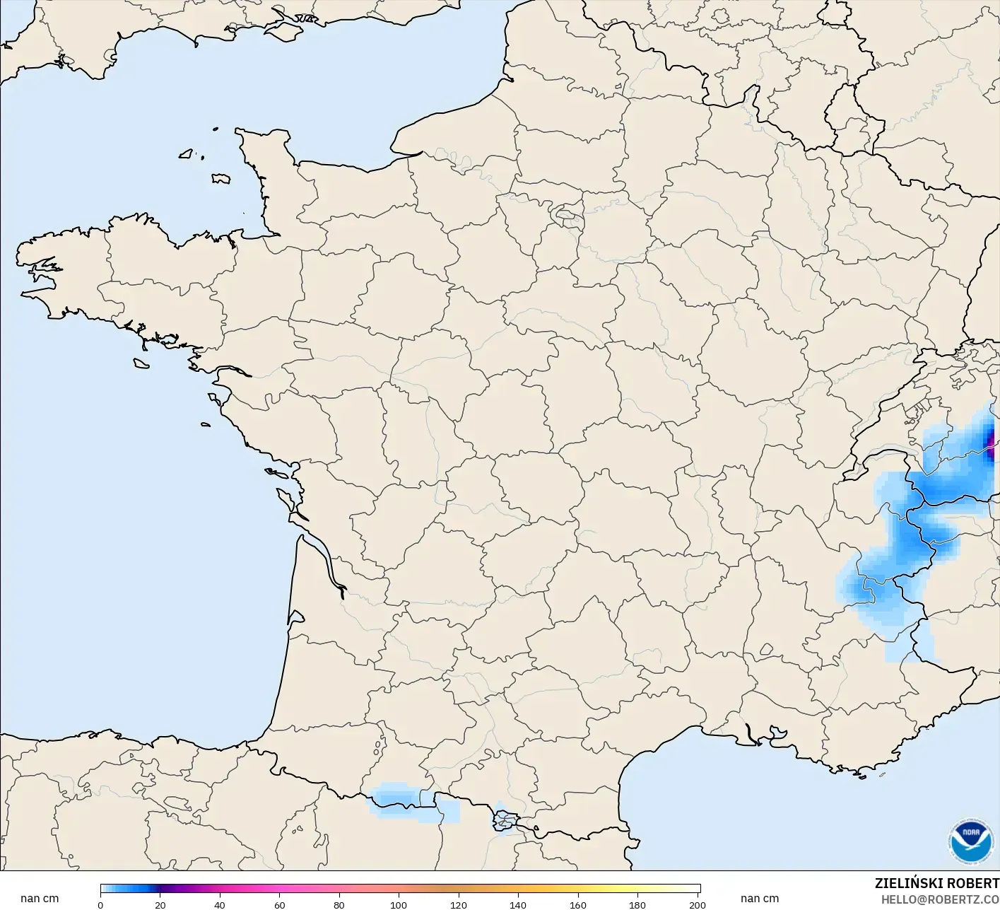 GFS modelo - Francia, Profundidad de nieve