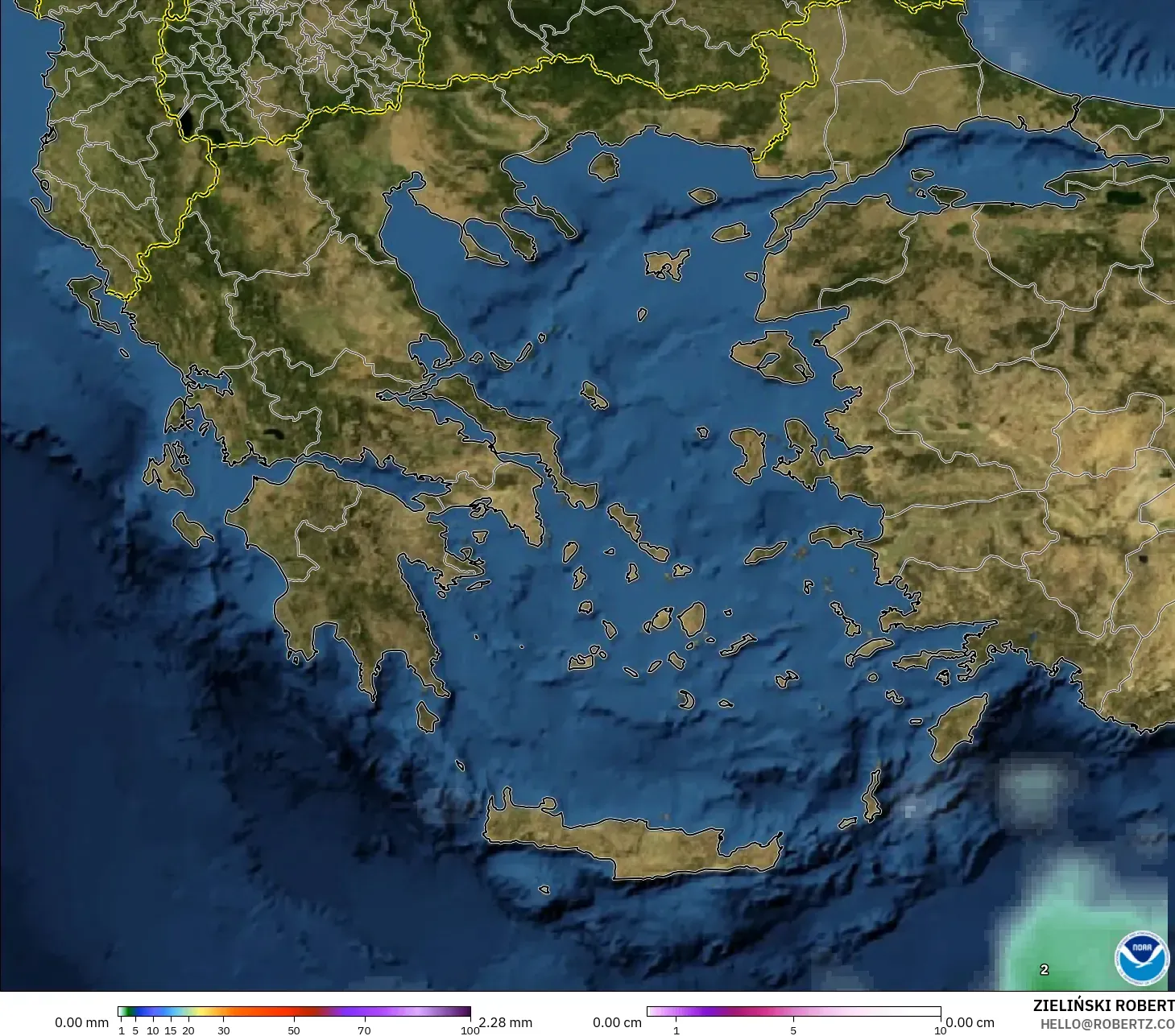 GFS modelo - Grecia, Precipitación, nubes y presión