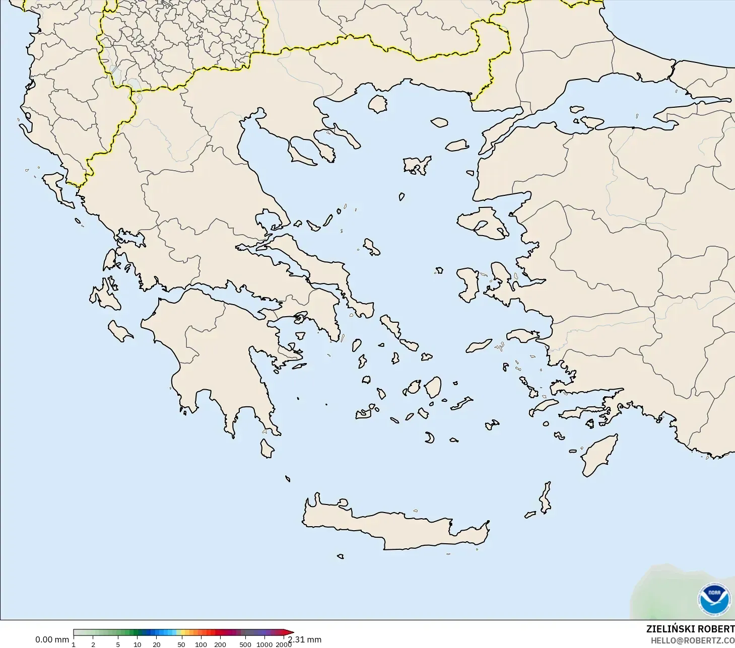 GFS modelo - Grecia, Acumulación de precipitación