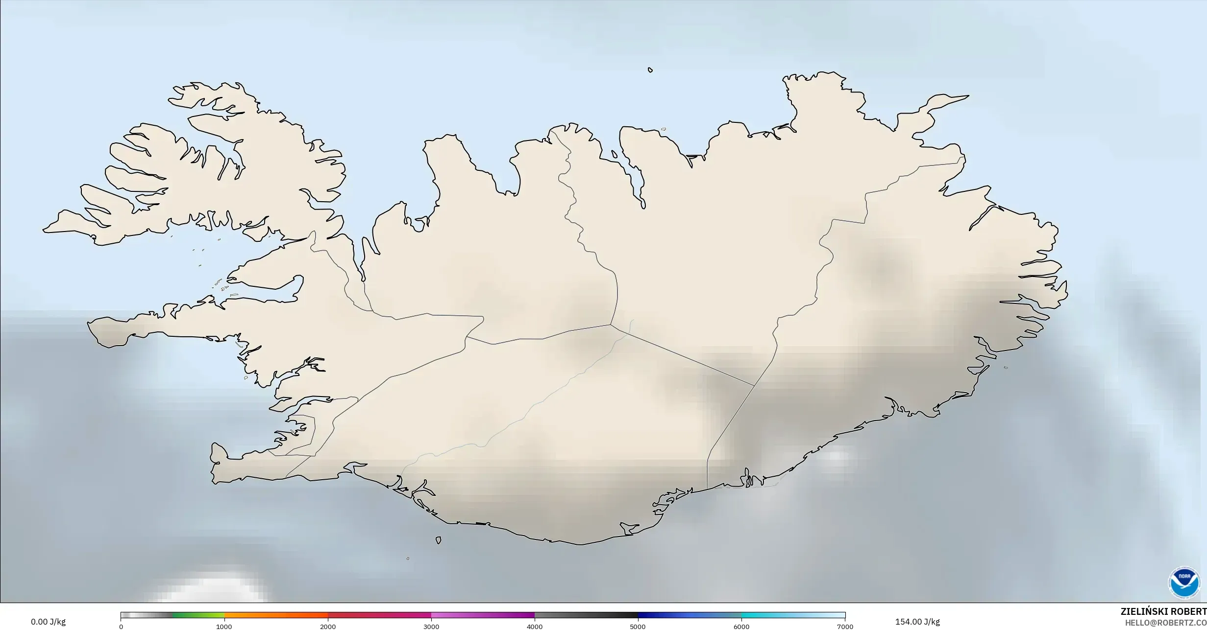GFS modelo - Islandia, CAPE