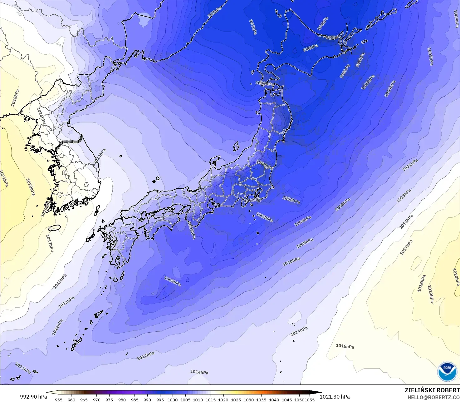 GFS modelo - Japón, Presión