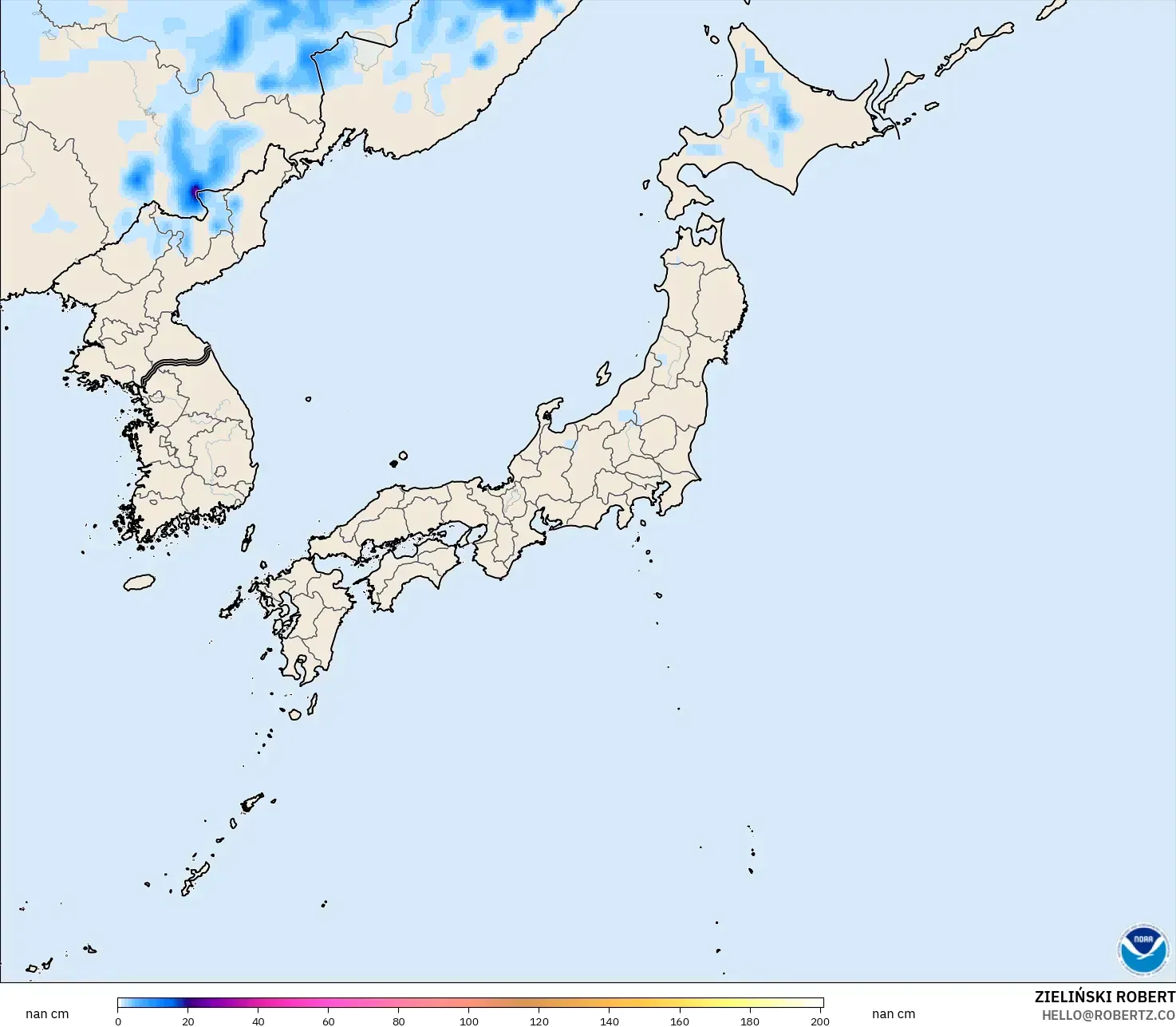 GFS modelo - Japón, Profundidad de nieve