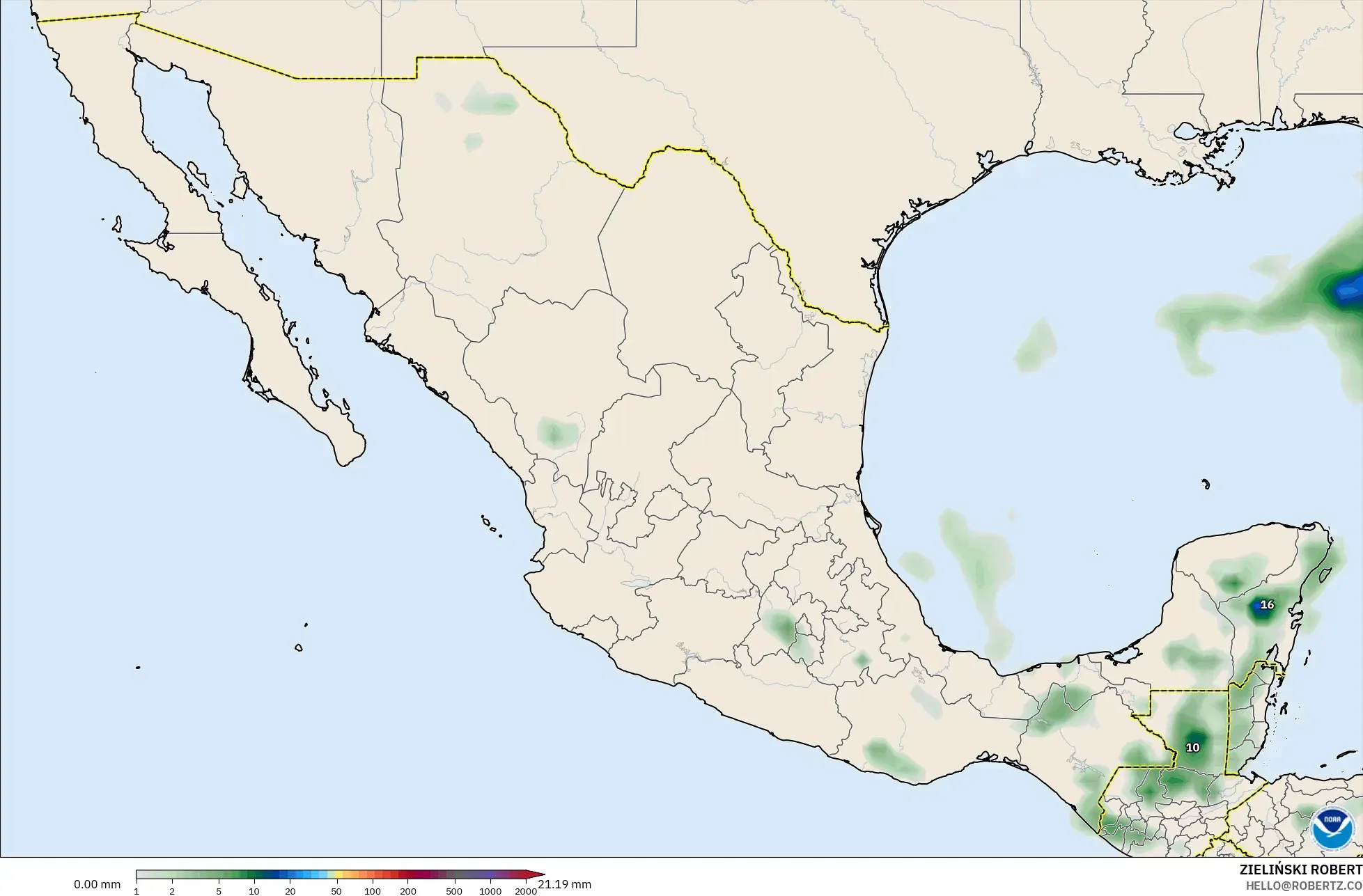 GFS modelo - México, Acumulación de precipitación