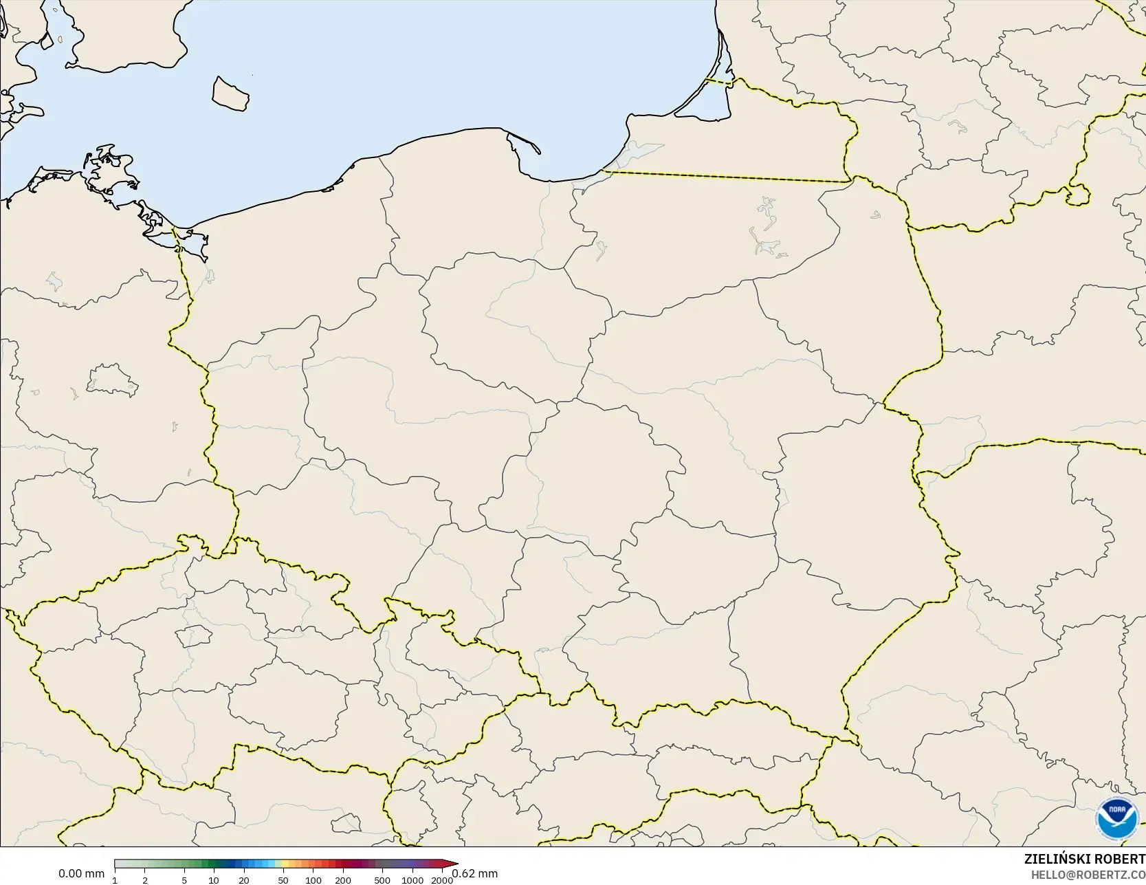 GFS modelo - Polonia, Acumulación de precipitación