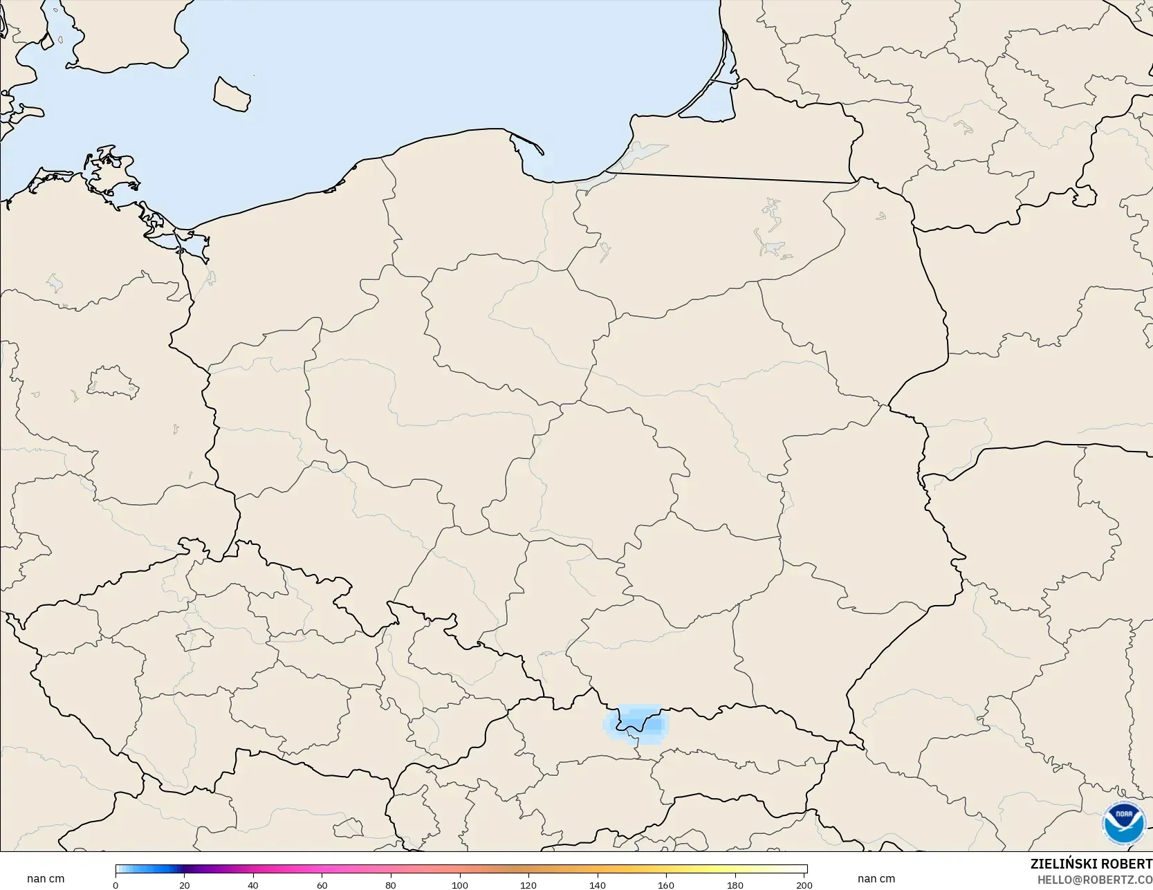 GFS modelo - Polonia, Profundidad de nieve