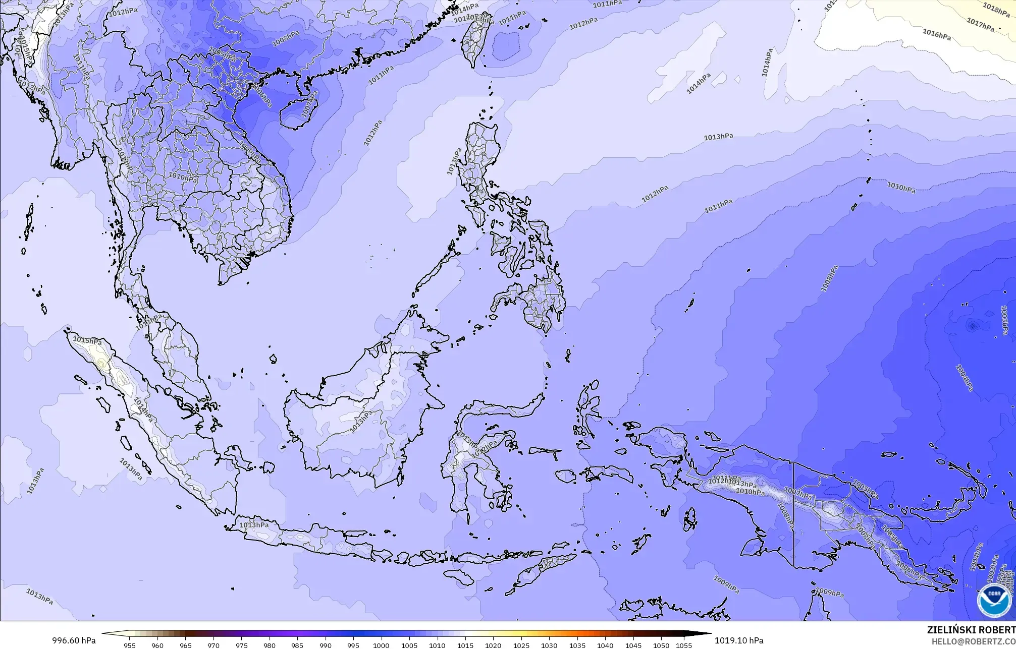 GFS modelo - Sudeste Asiático, Presión