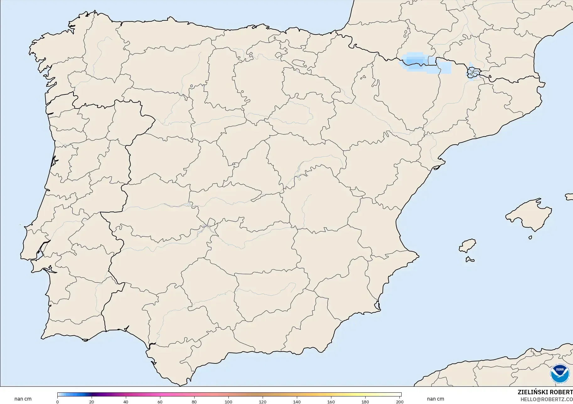GFS modelo - España, Profundidad de nieve