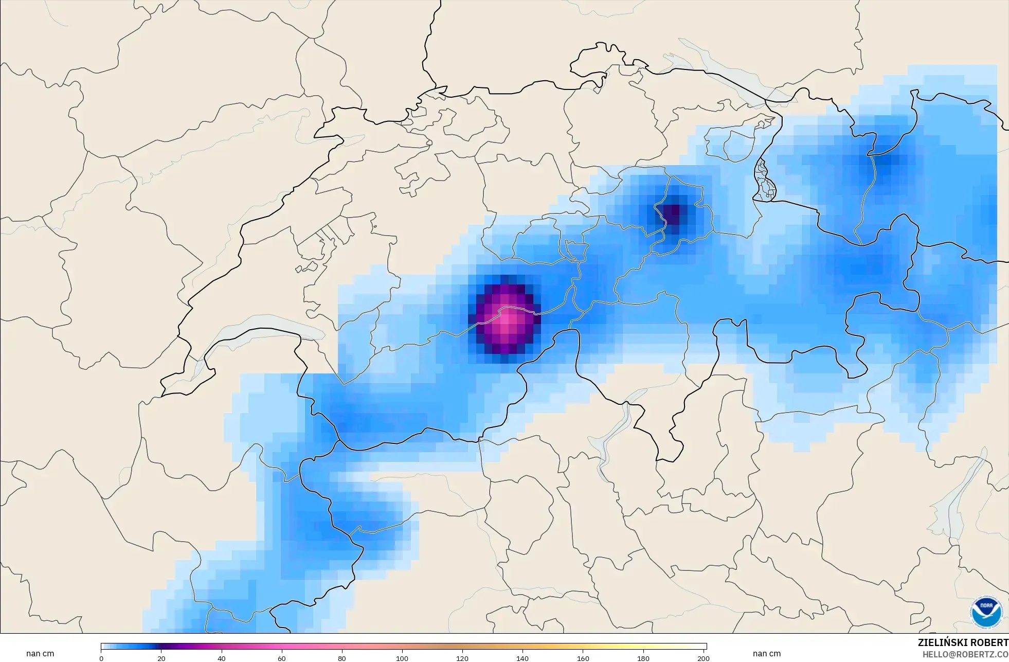 GFS modelo - Suiza, Profundidad de nieve