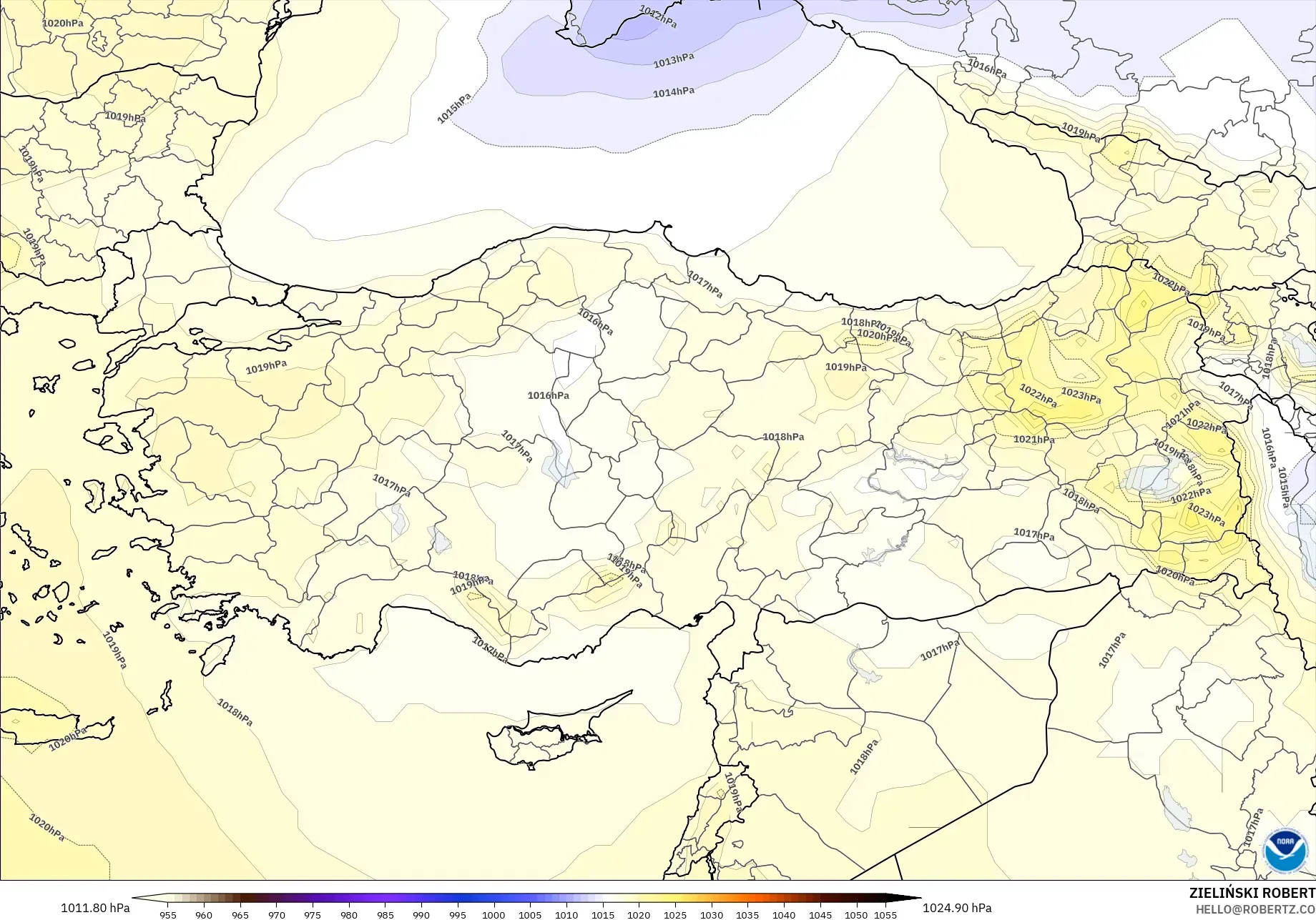 GFS modelo - Turquía, Presión