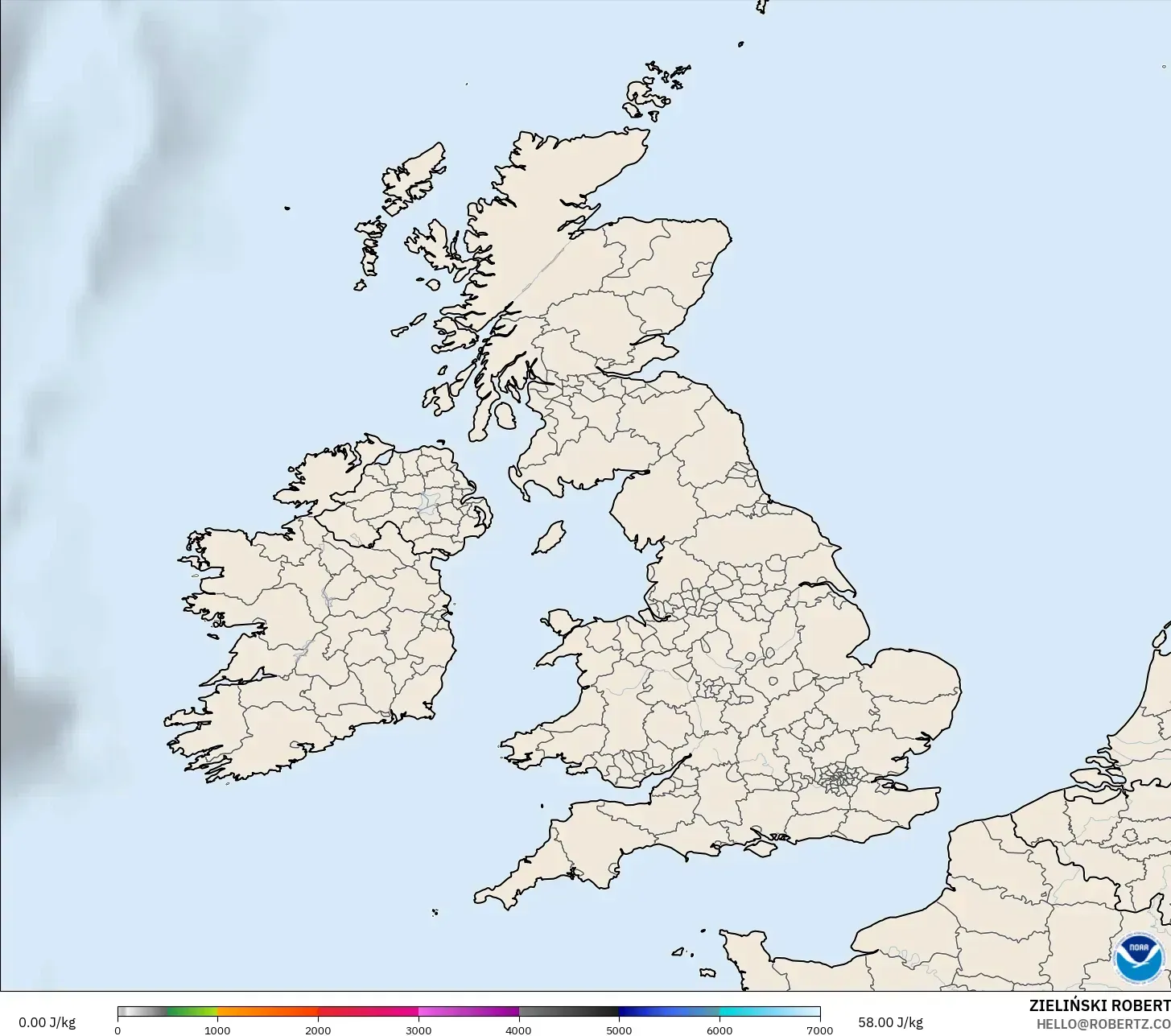 GFS modelo - Reino Unido, CAPE