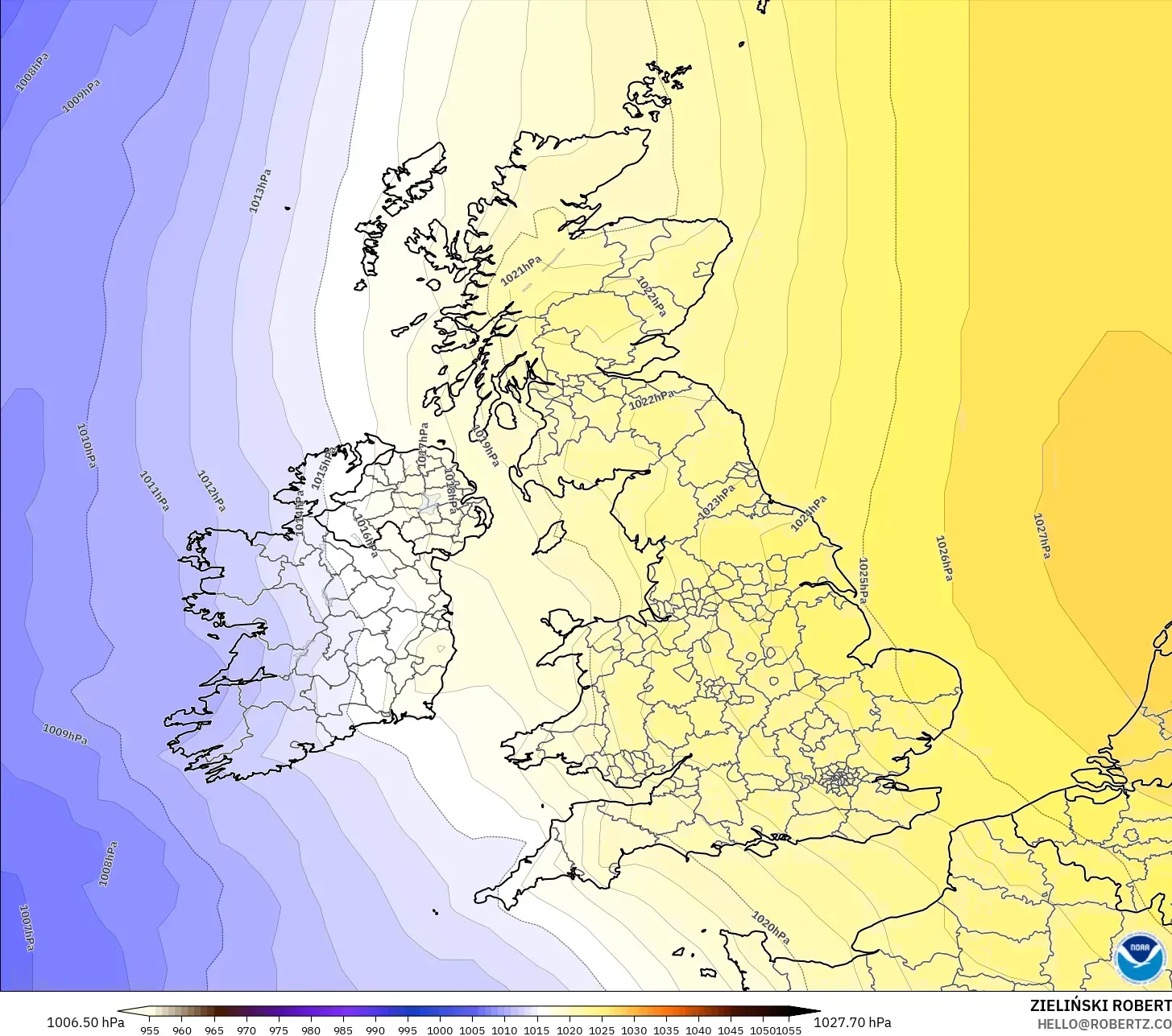 GFS modelo - Reino Unido, Presión