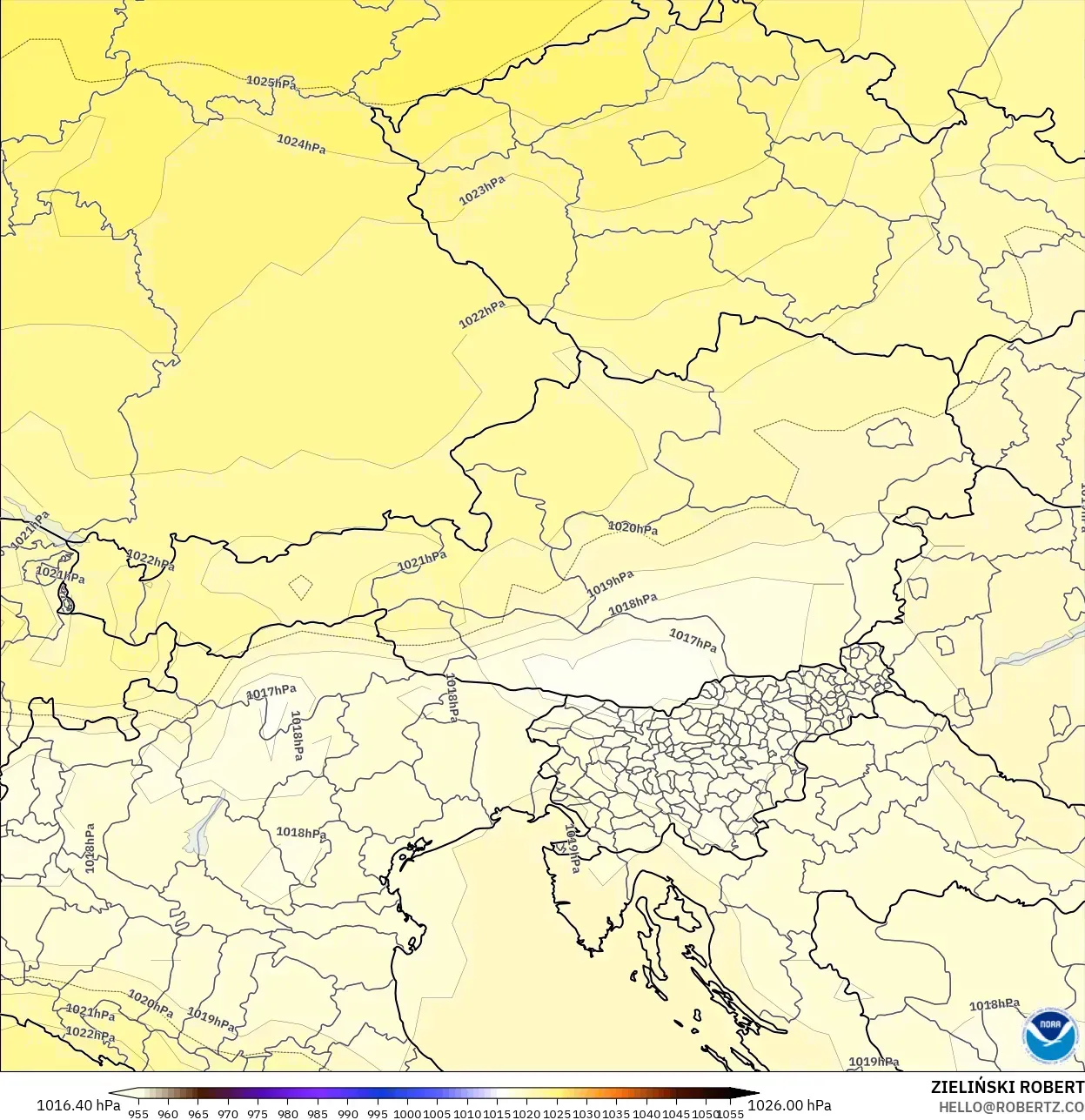 GFS modelo - Austria, Presión