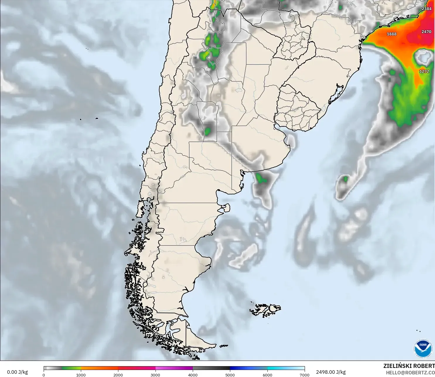 GFS modelo - Argentina, CAPE