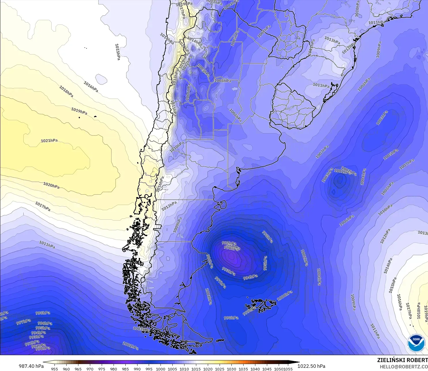 GFS modelo - Argentina, Presión