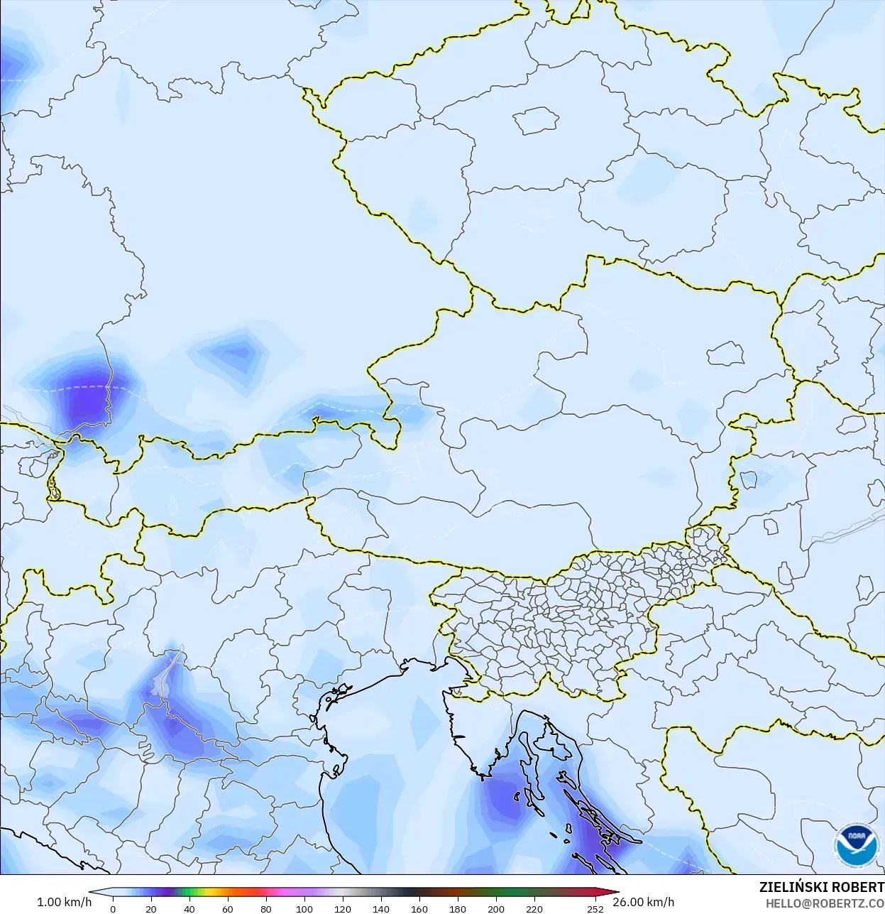 GFS modelo - Austria, Ráfagas de viento