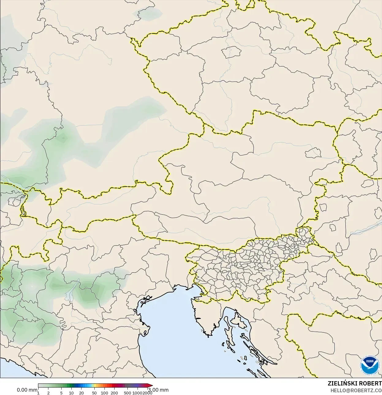 GFS modelo - Austria, Acumulación de precipitación