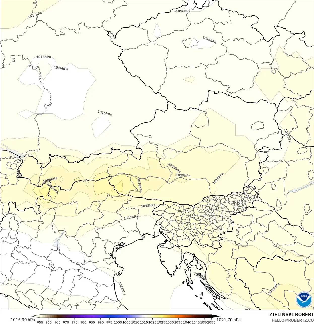 GFS modelo - Austria, Presión