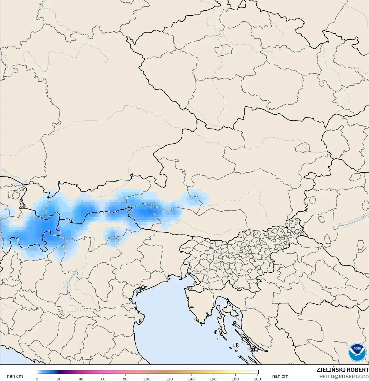 GFS modelo - Austria, Profundidad de nieve