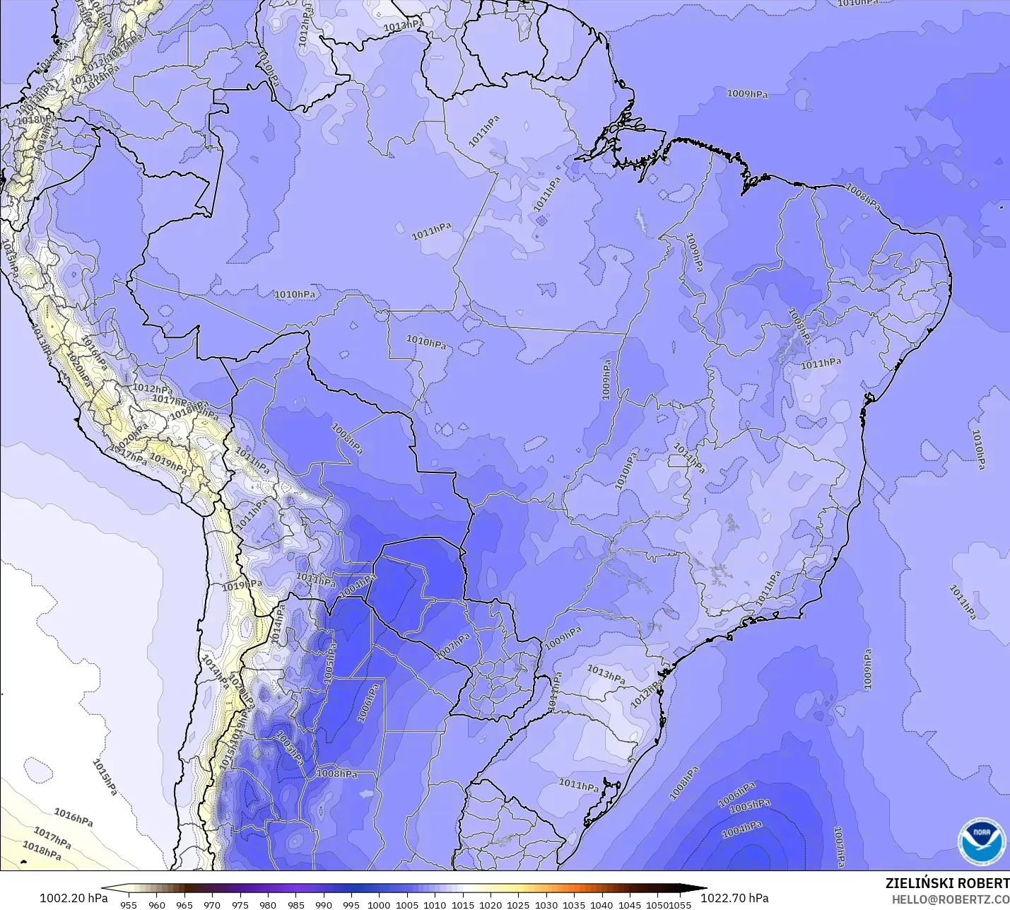 GFS modelo - Brasil, Presión