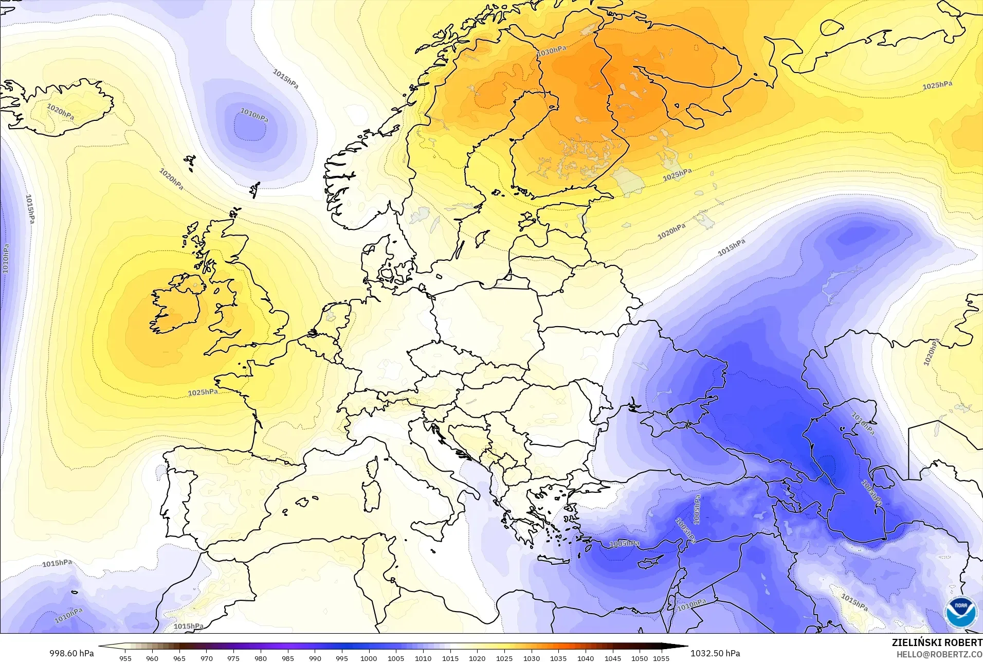 GFS modelo - Europa, Presión