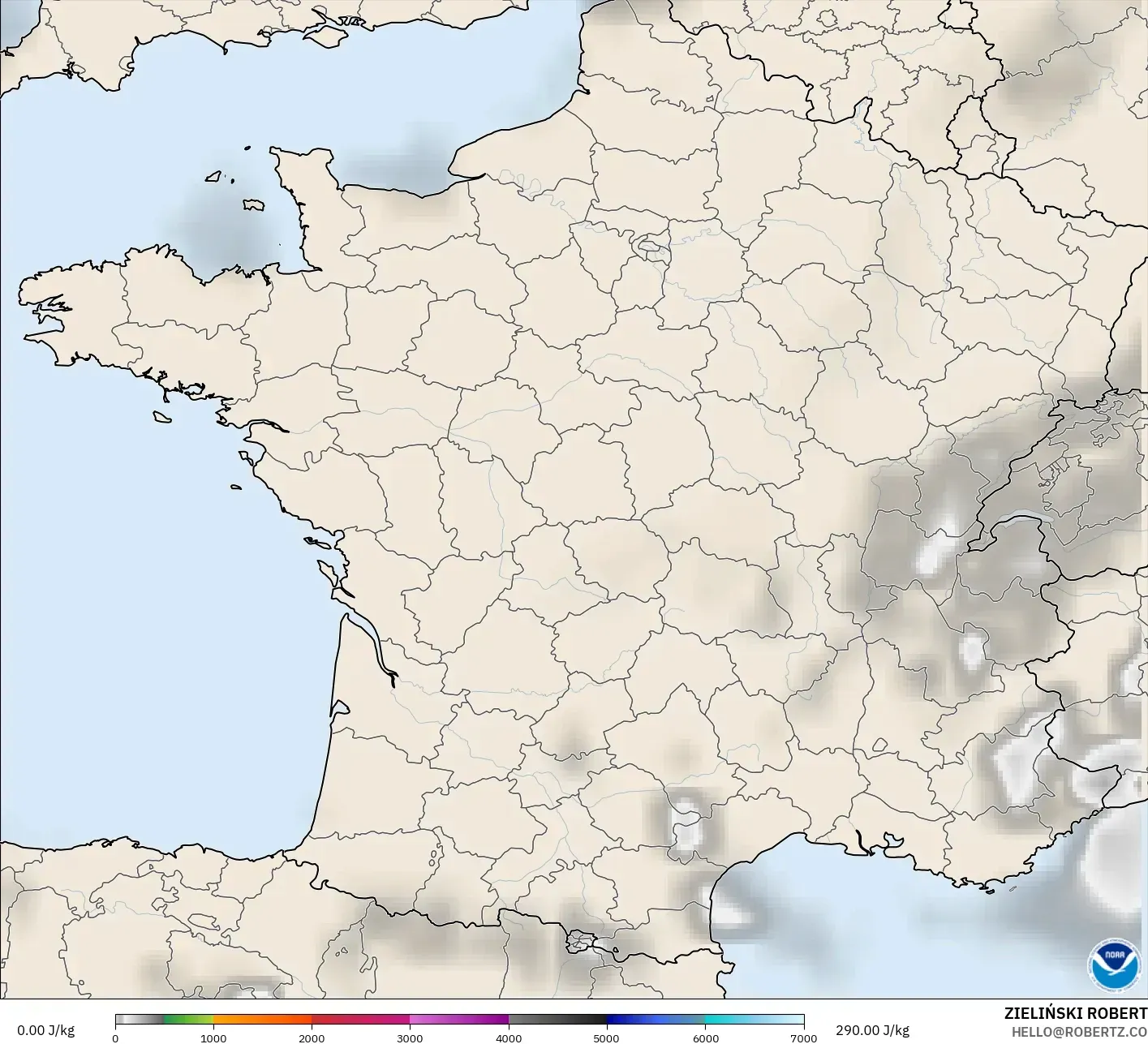 GFS modelo - Francia, CAPE