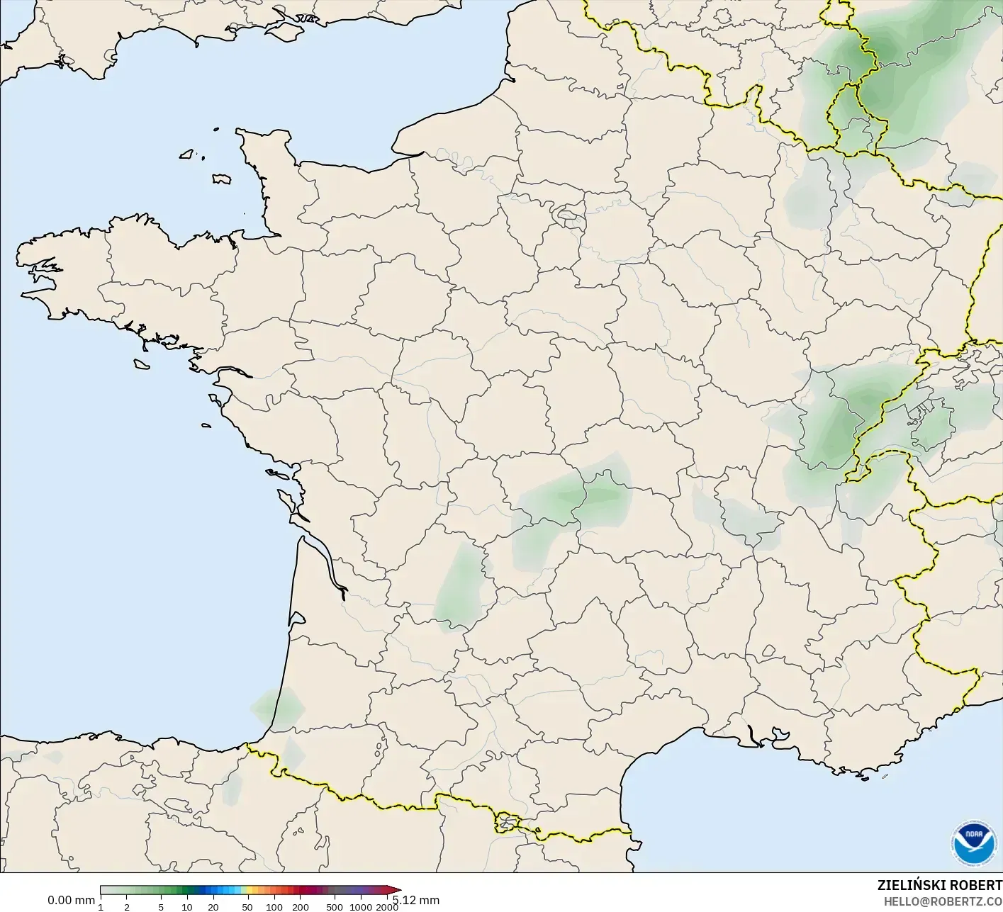 GFS modelo - Francia, Acumulación de precipitación
