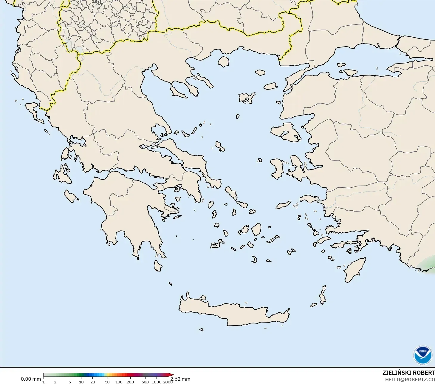 GFS modelo - Grecia, Acumulación de precipitación