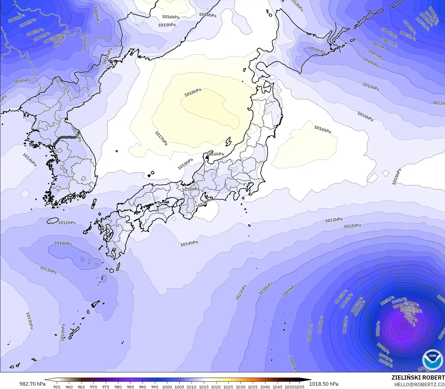 GFS modelo - Japón, Presión