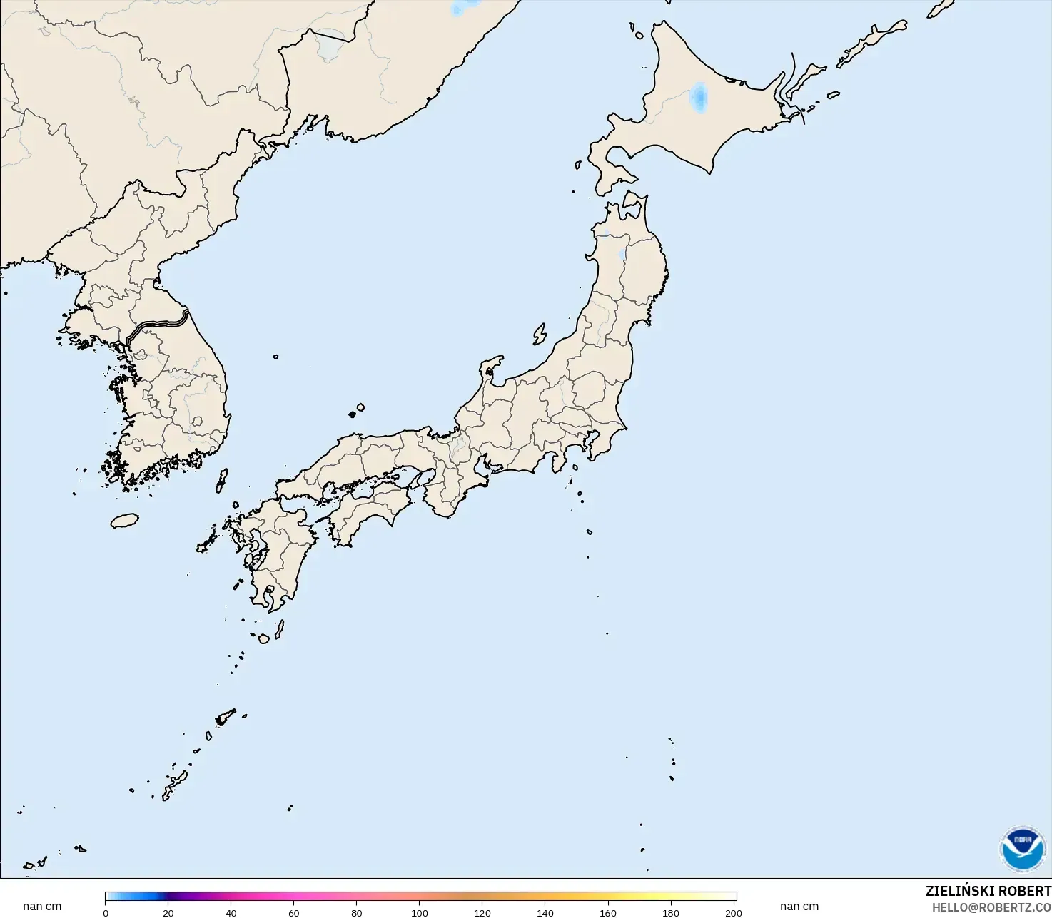 GFS modelo - Japón, Profundidad de nieve