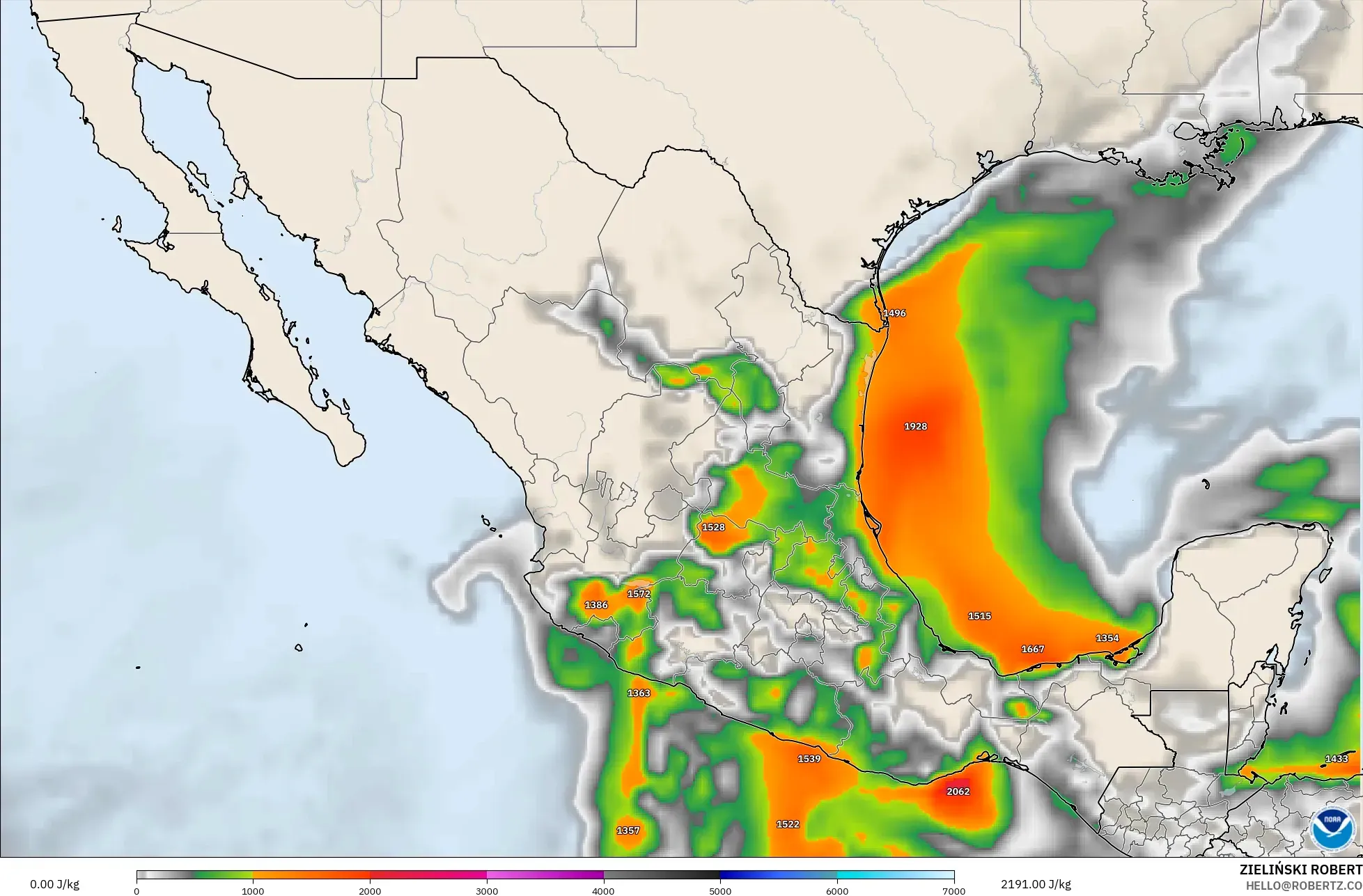 GFS modelo - México, CAPE
