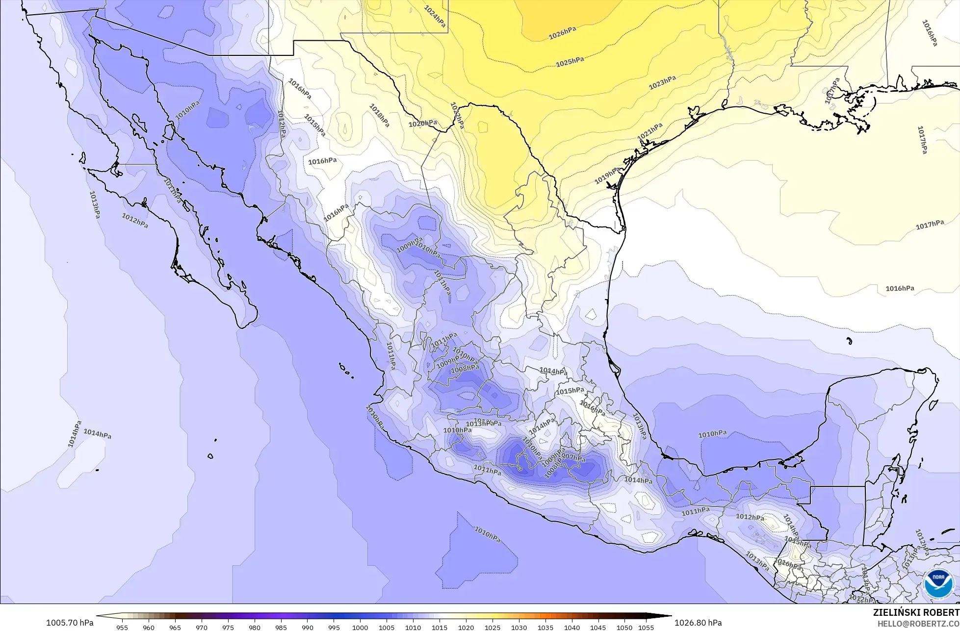 GFS modelo - México, Presión