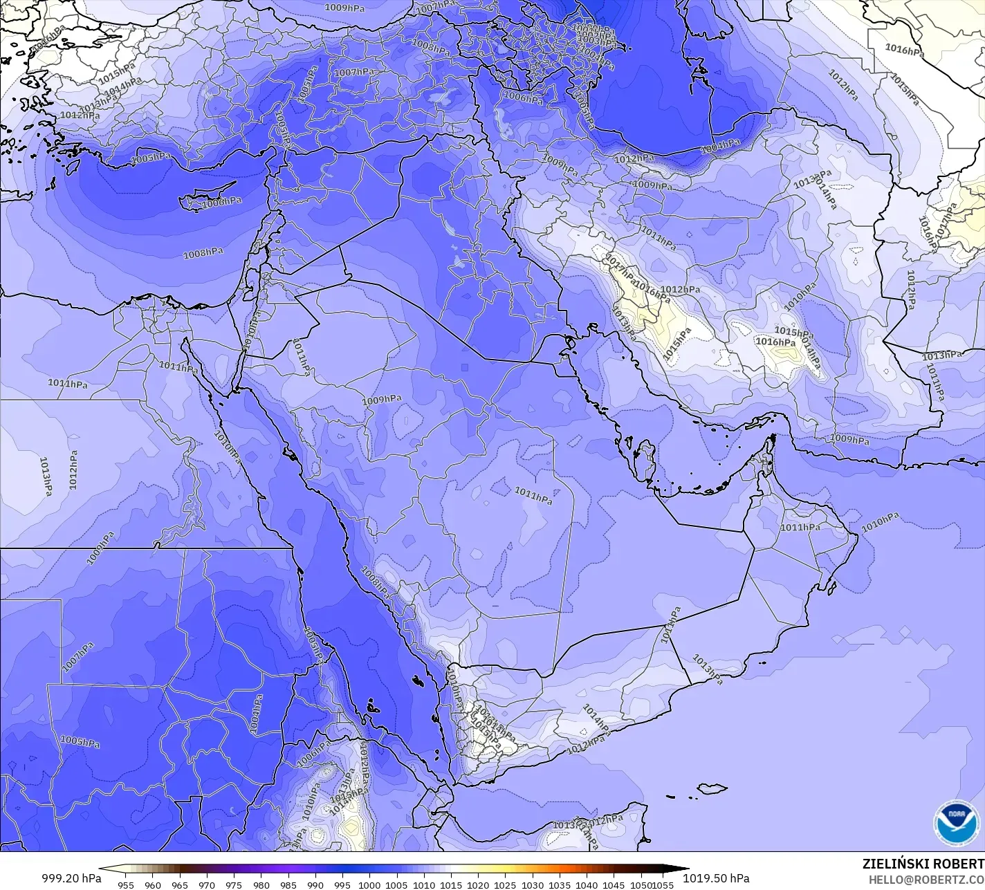 GFS modelo - Oriente Medio, Presión