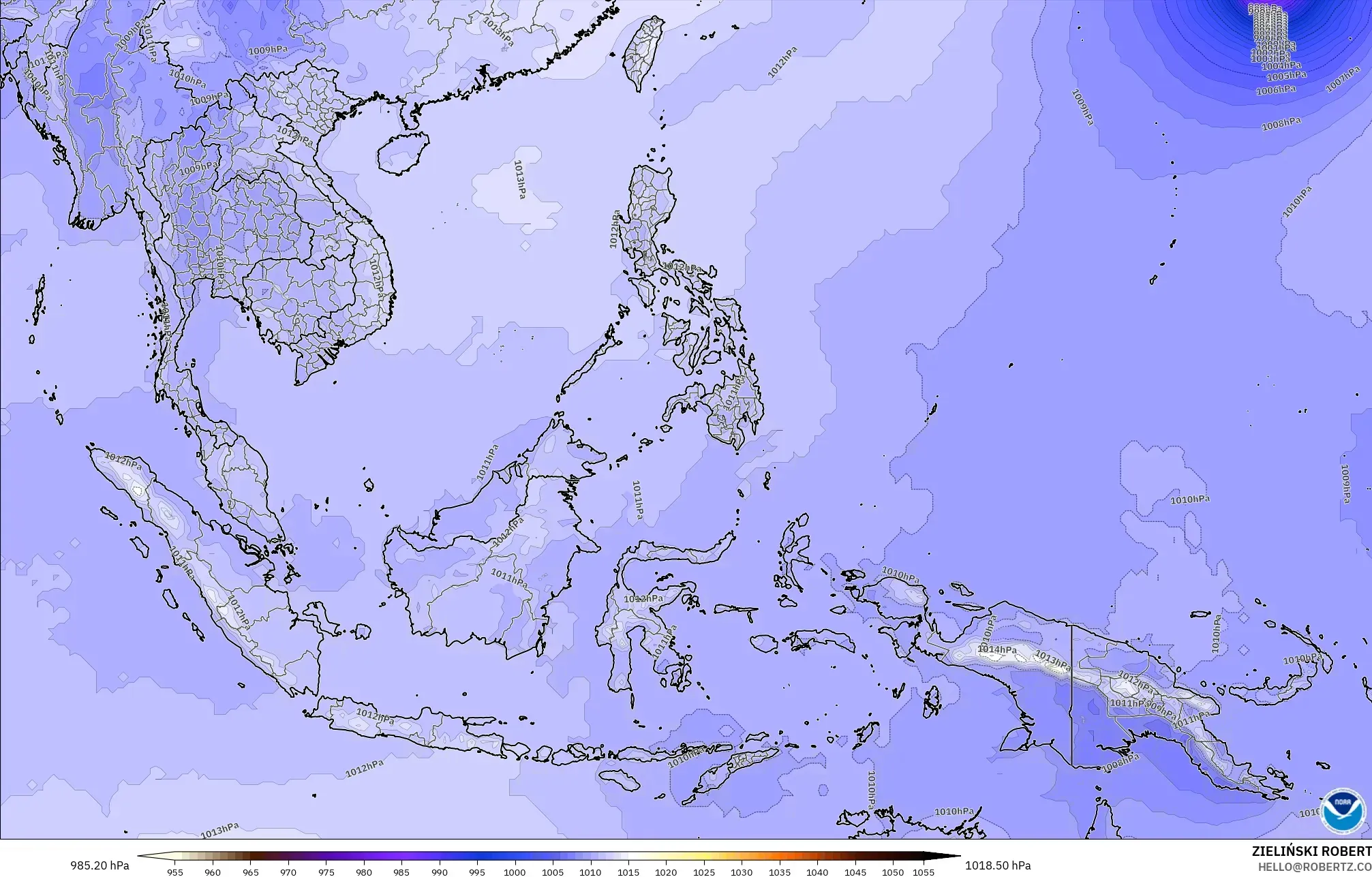 GFS modelo - Sudeste Asiático, Presión