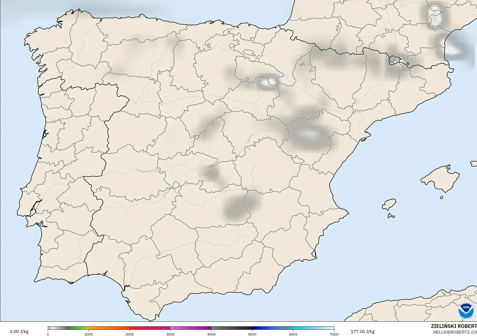 GFS modelo - España, CAPE