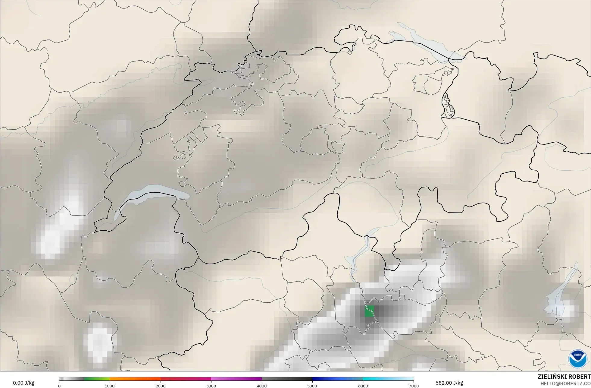 GFS modelo - Suiza, CAPE