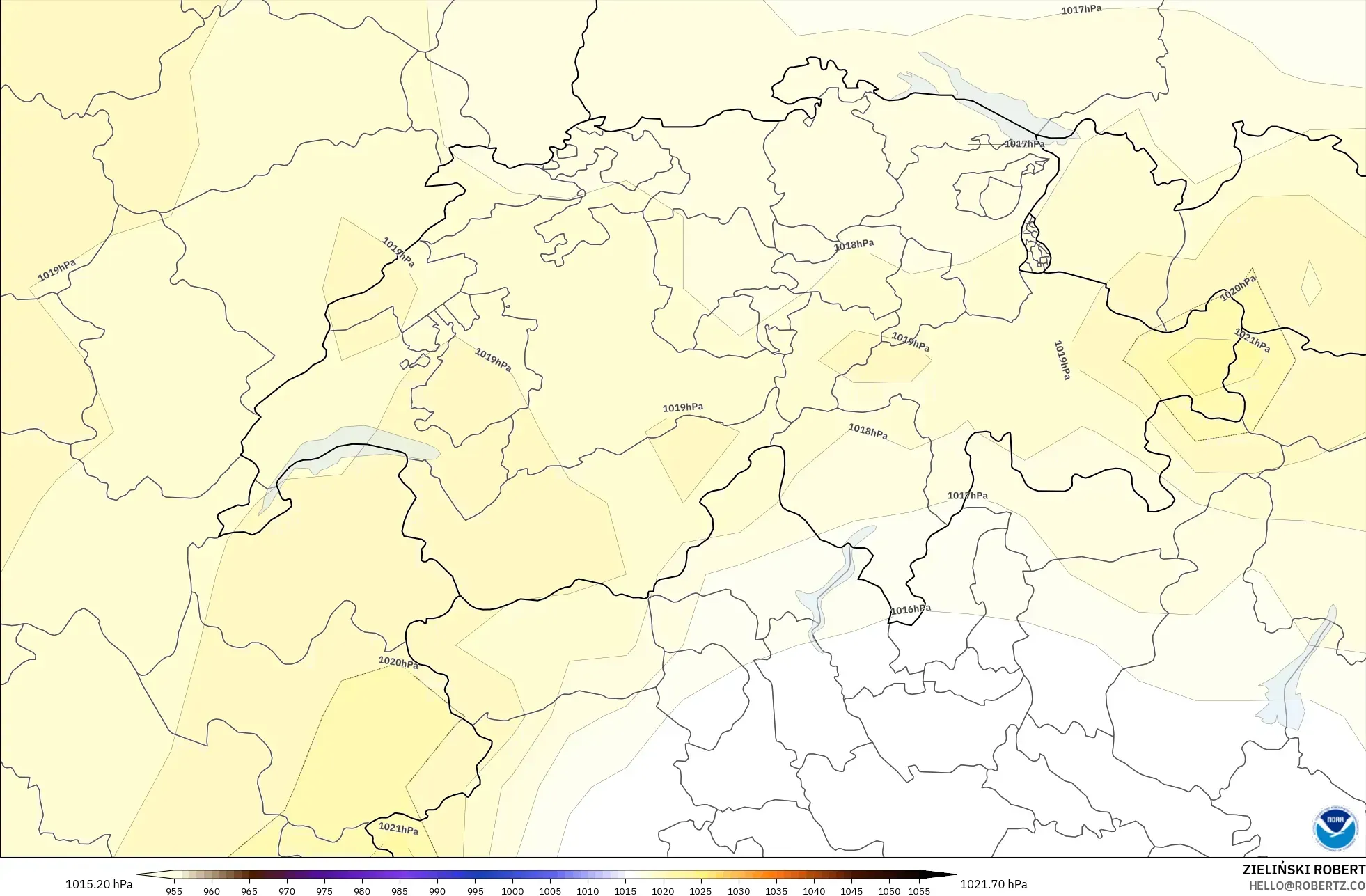 GFS modelo - Suiza, Presión