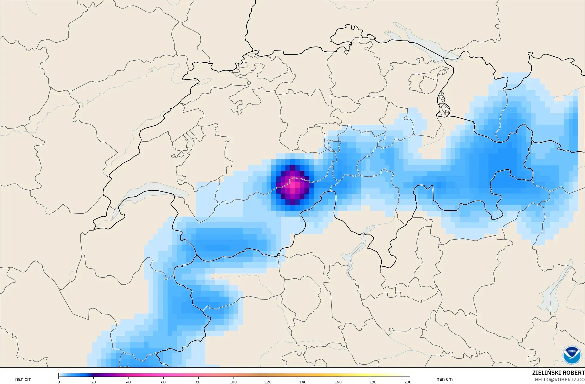GFS modelo - Suiza, Profundidad de nieve