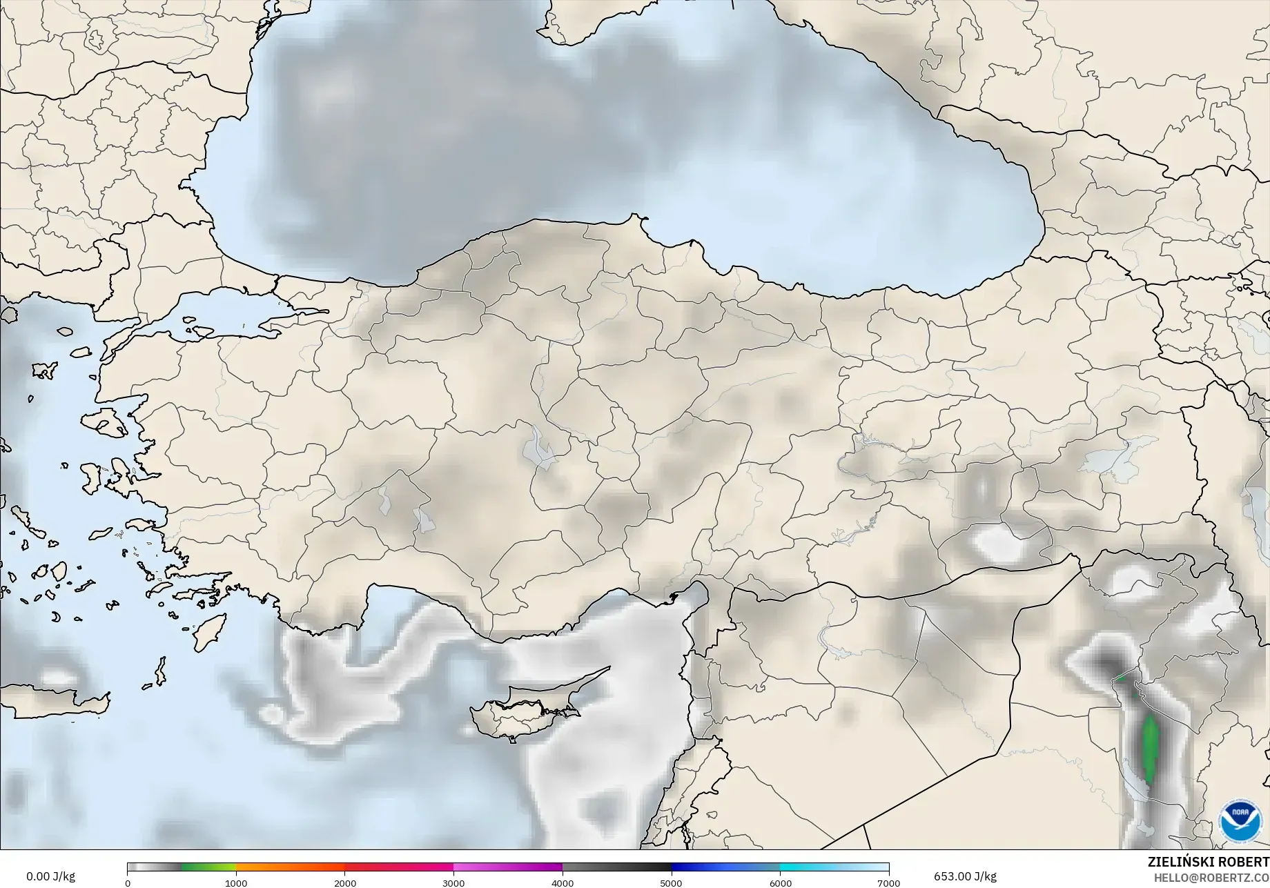 GFS modelo - Turquía, CAPE