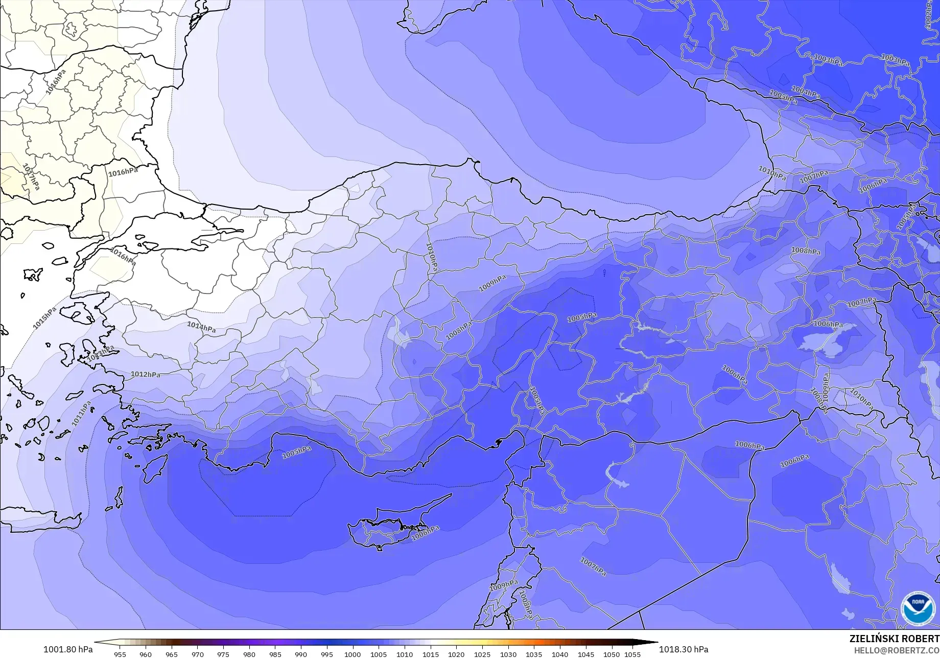 GFS modelo - Turquía, Presión