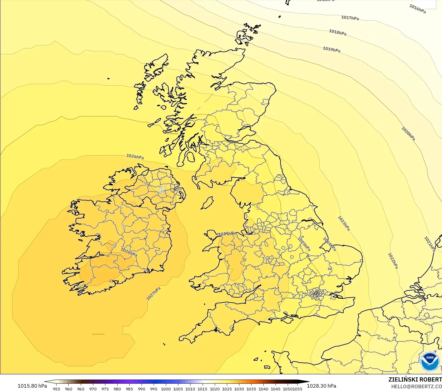 GFS modelo - Reino Unido, Presión