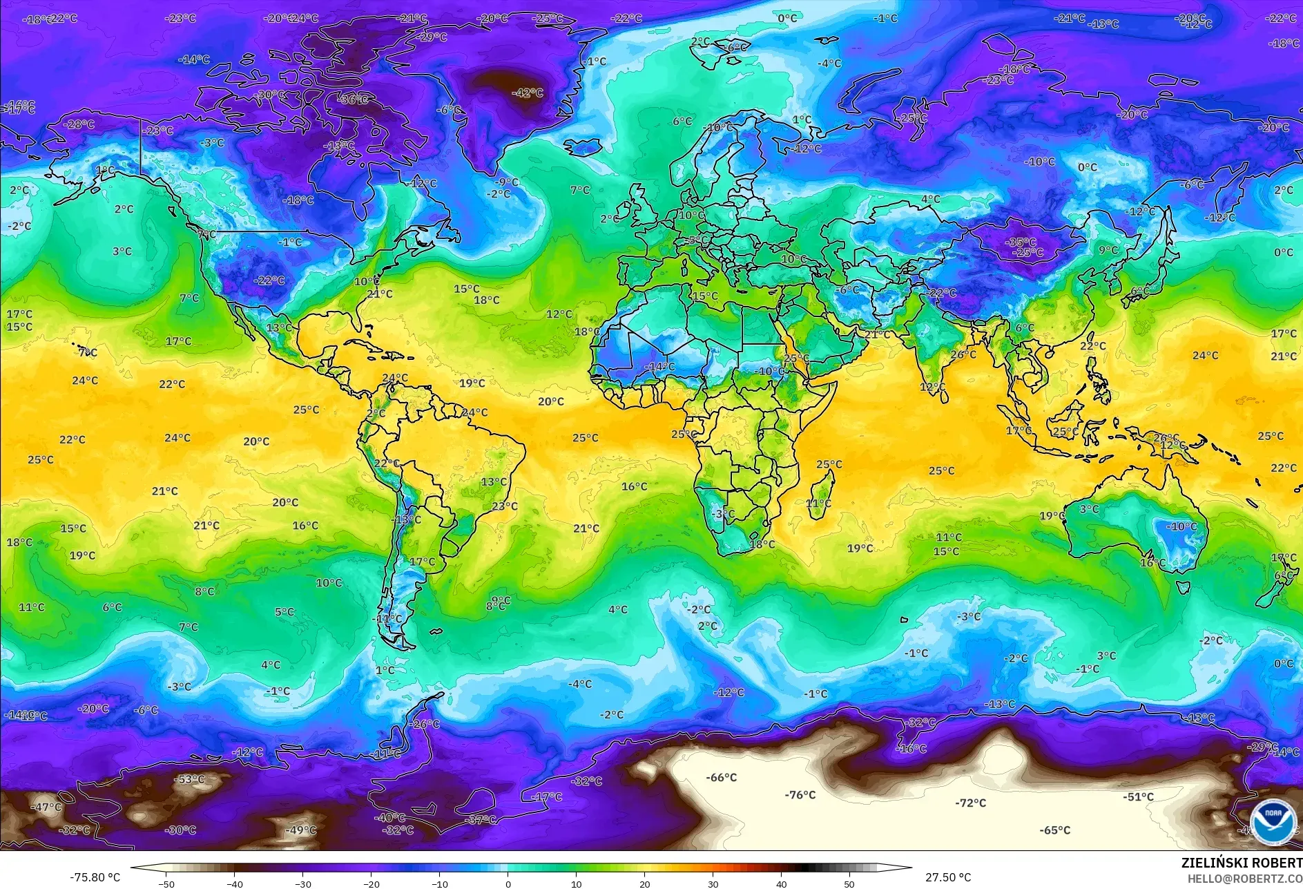 GFS modelo - Mundo, Punto de rocío a 2 m