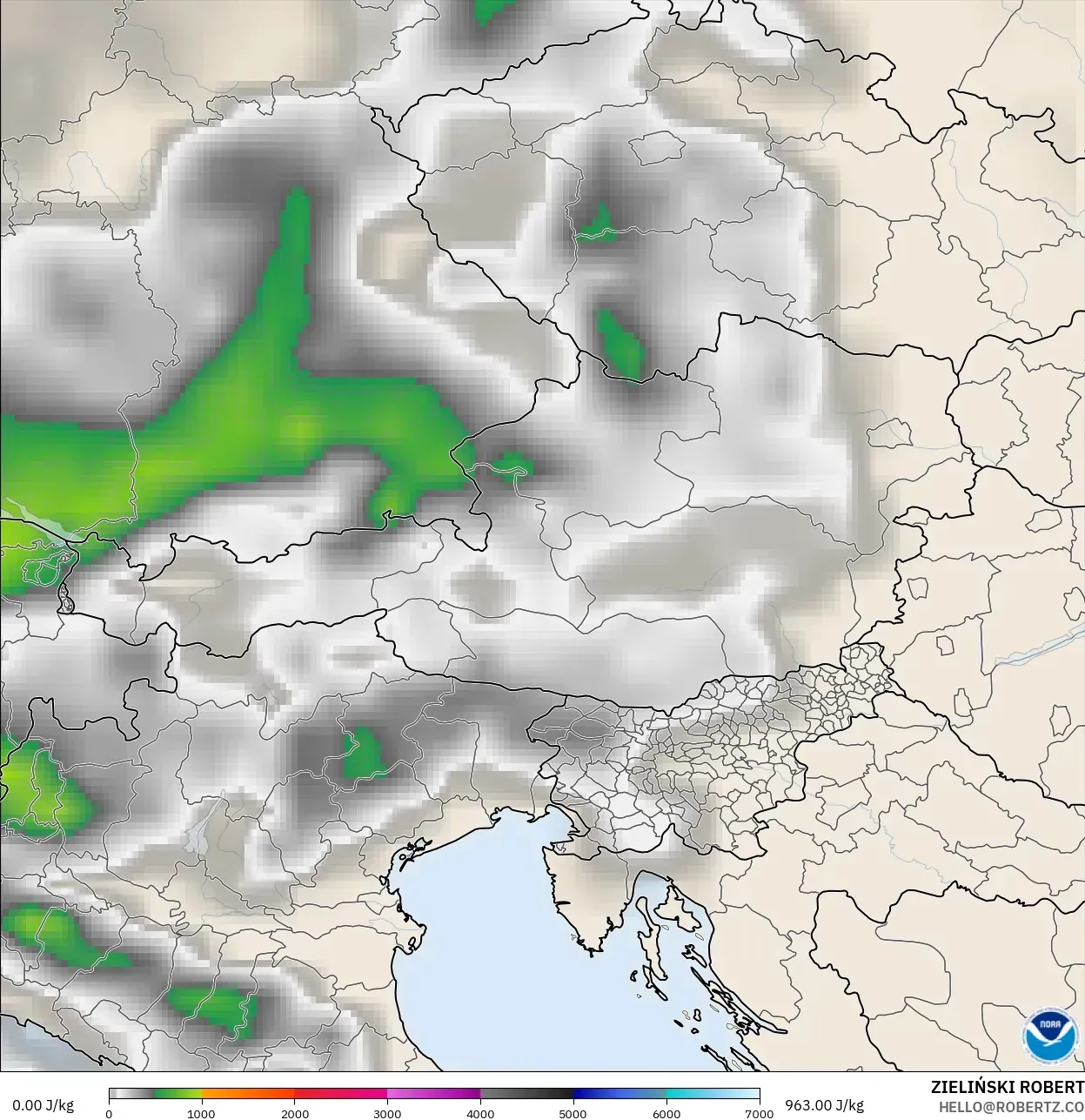 GFS modelo - Austria, CAPE