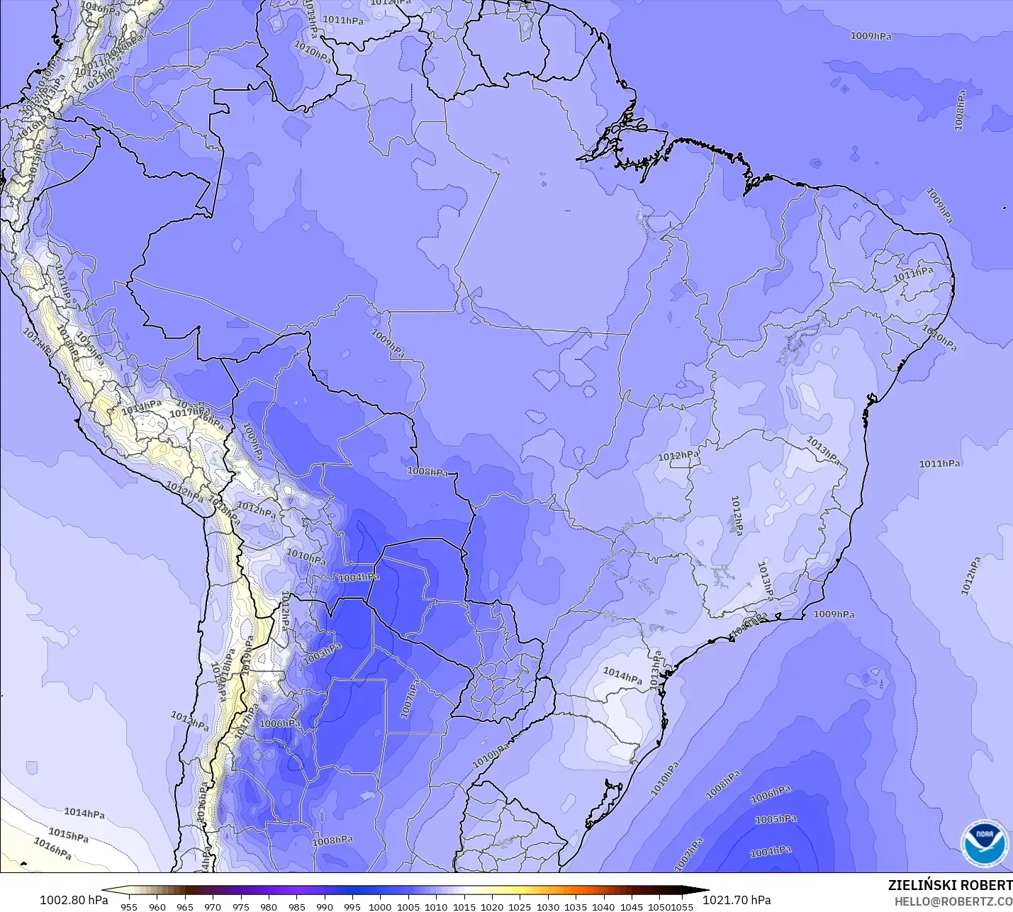 GFS modelo - Brasil, Presión