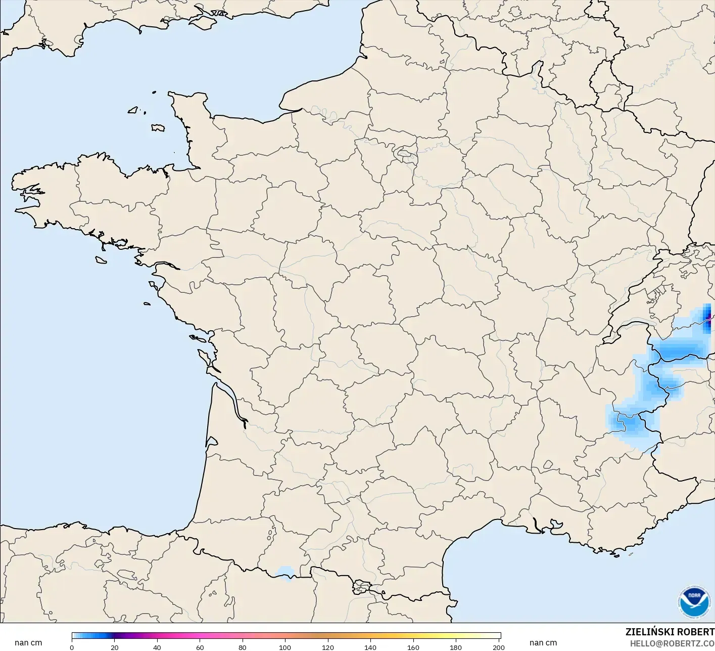 GFS modelo - Francia, Profundidad de nieve