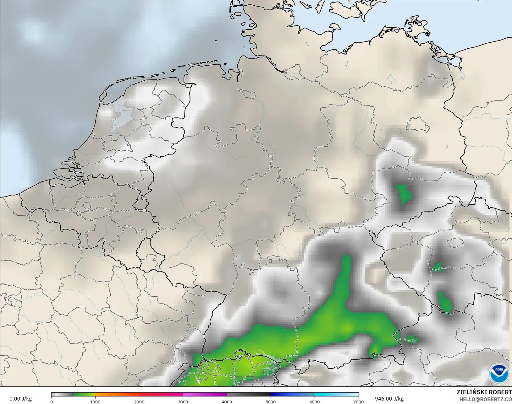 GFS modelo - Alemania, CAPE